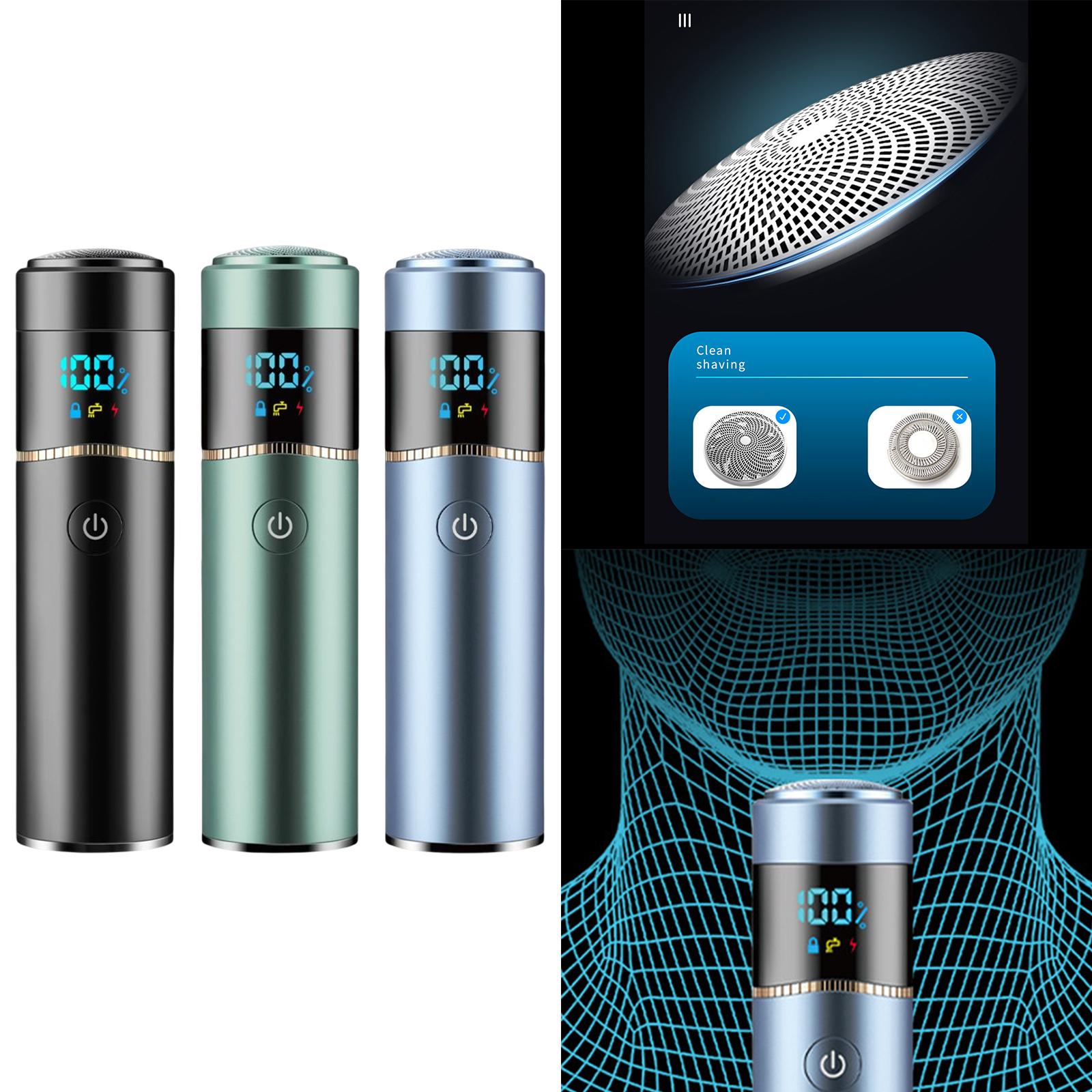 Mini Electric Shaver Waterproof for Men USB Charging LED Display Black