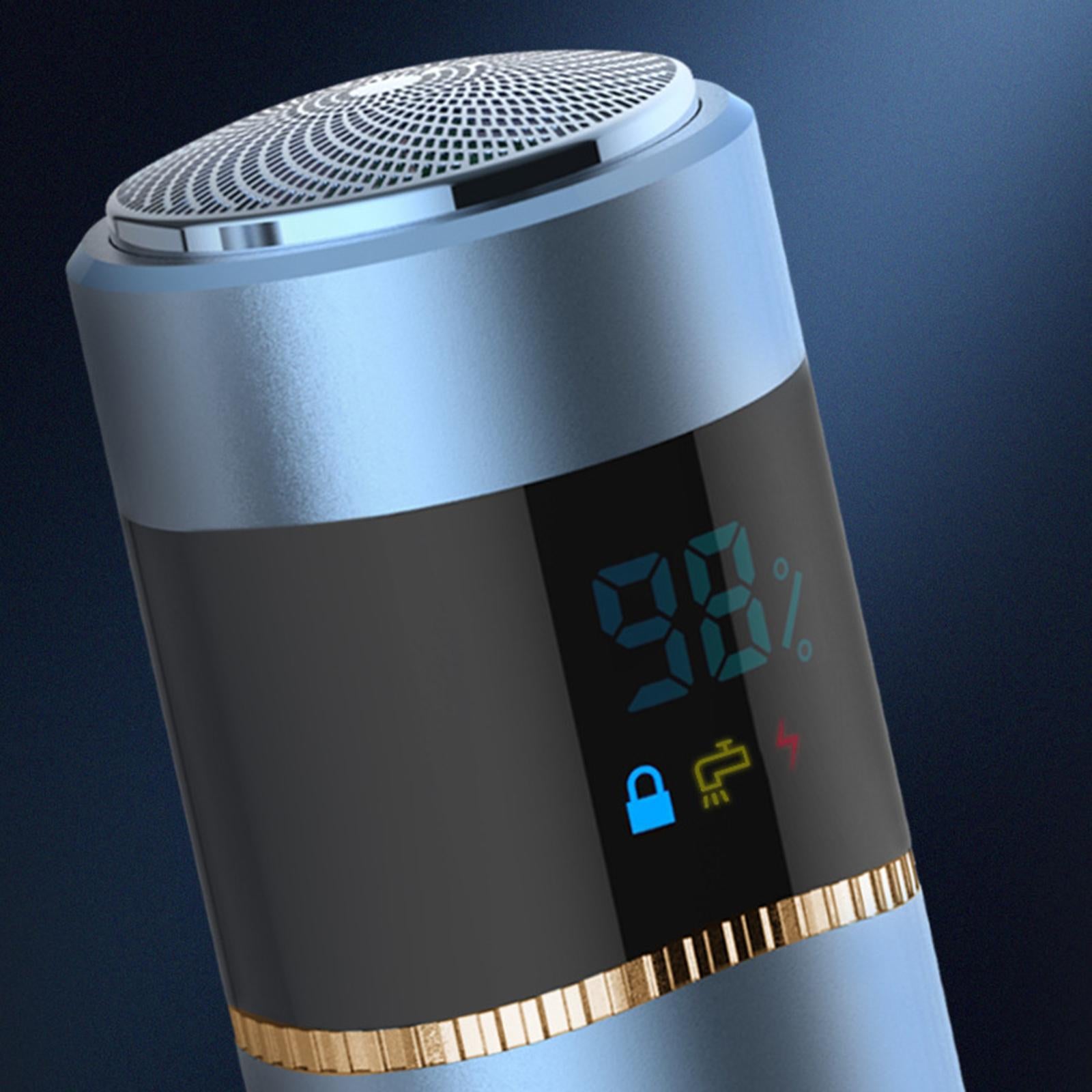 Mini Electric Shaver Waterproof for Men USB Charging LED Display Blue