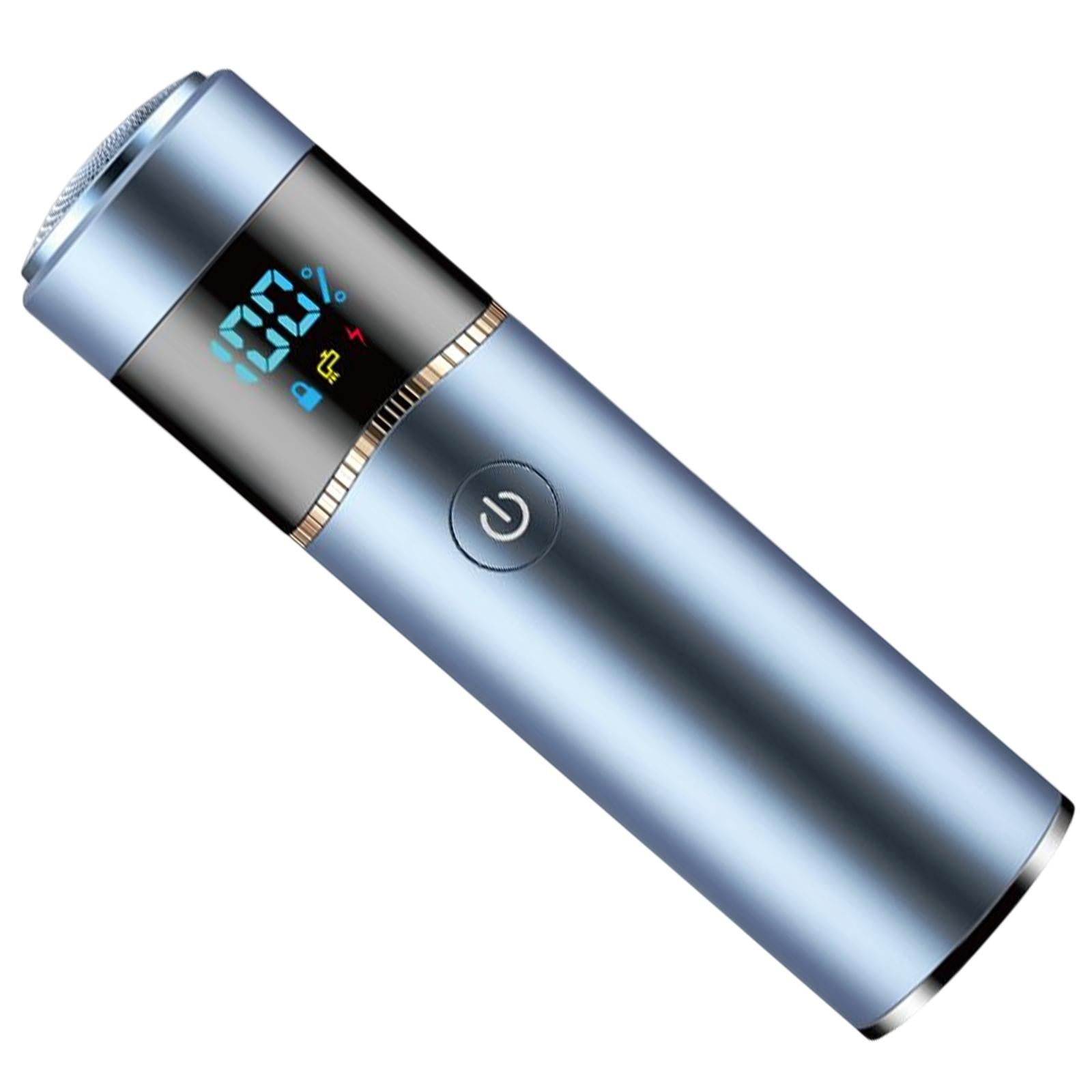 Mini Electric Shaver Waterproof for Men USB Charging LED Display Blue