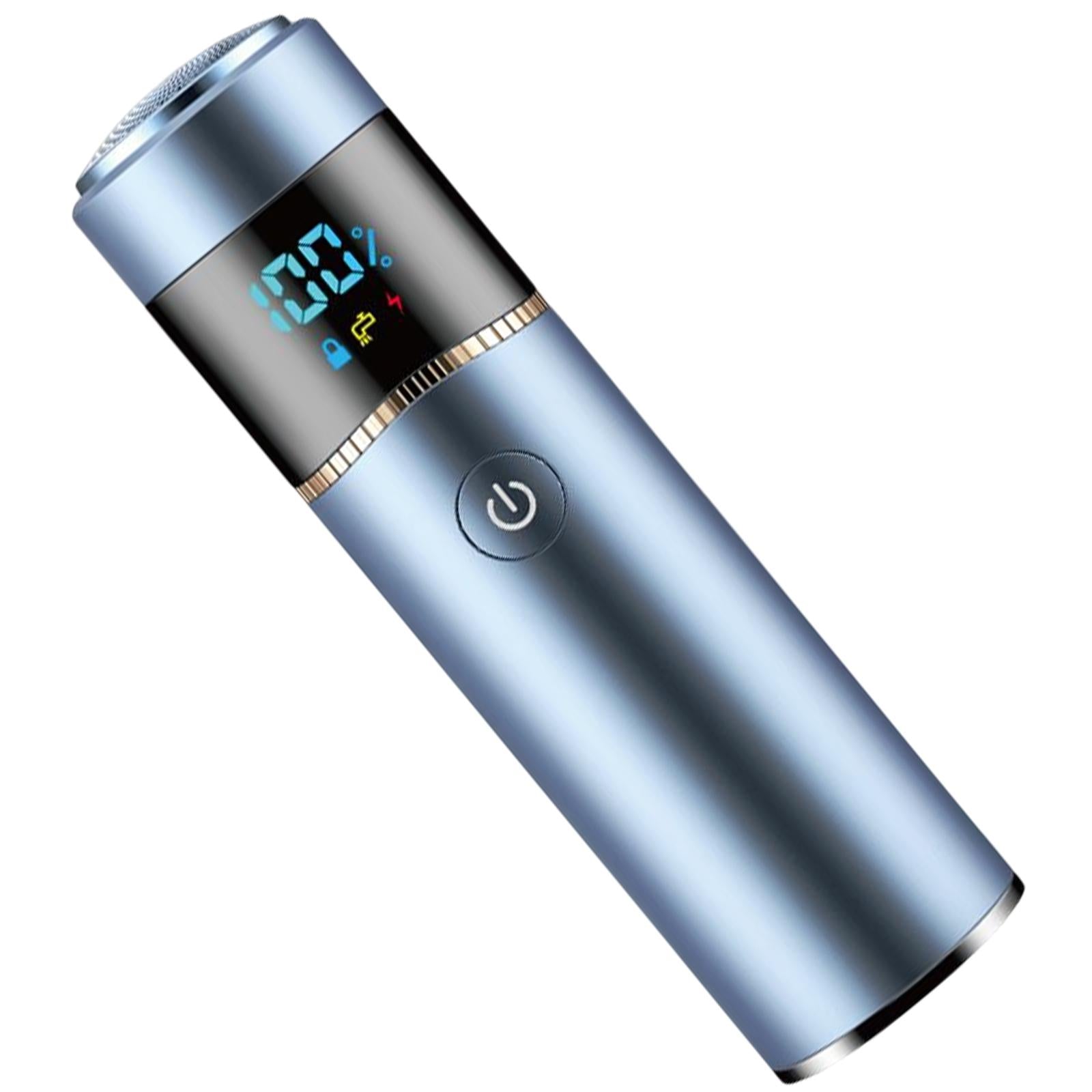 Mini Electric Shaver Waterproof for Men USB Charging LED Display Blue
