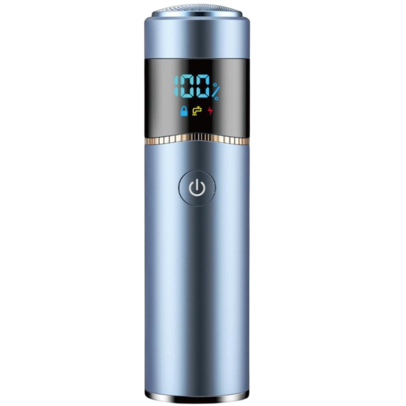 Mini Electric Shaver Waterproof for Men USB Charging LED Display Blue