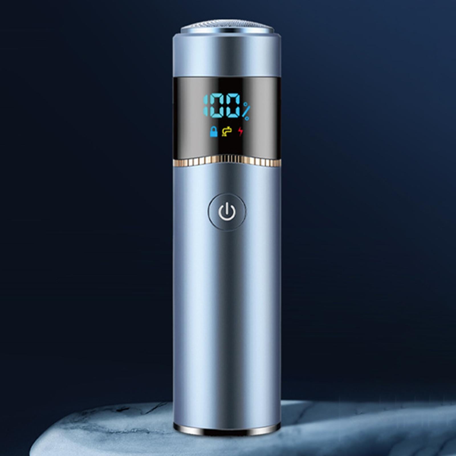 Mini Electric Shaver Waterproof for Men USB Charging LED Display Blue