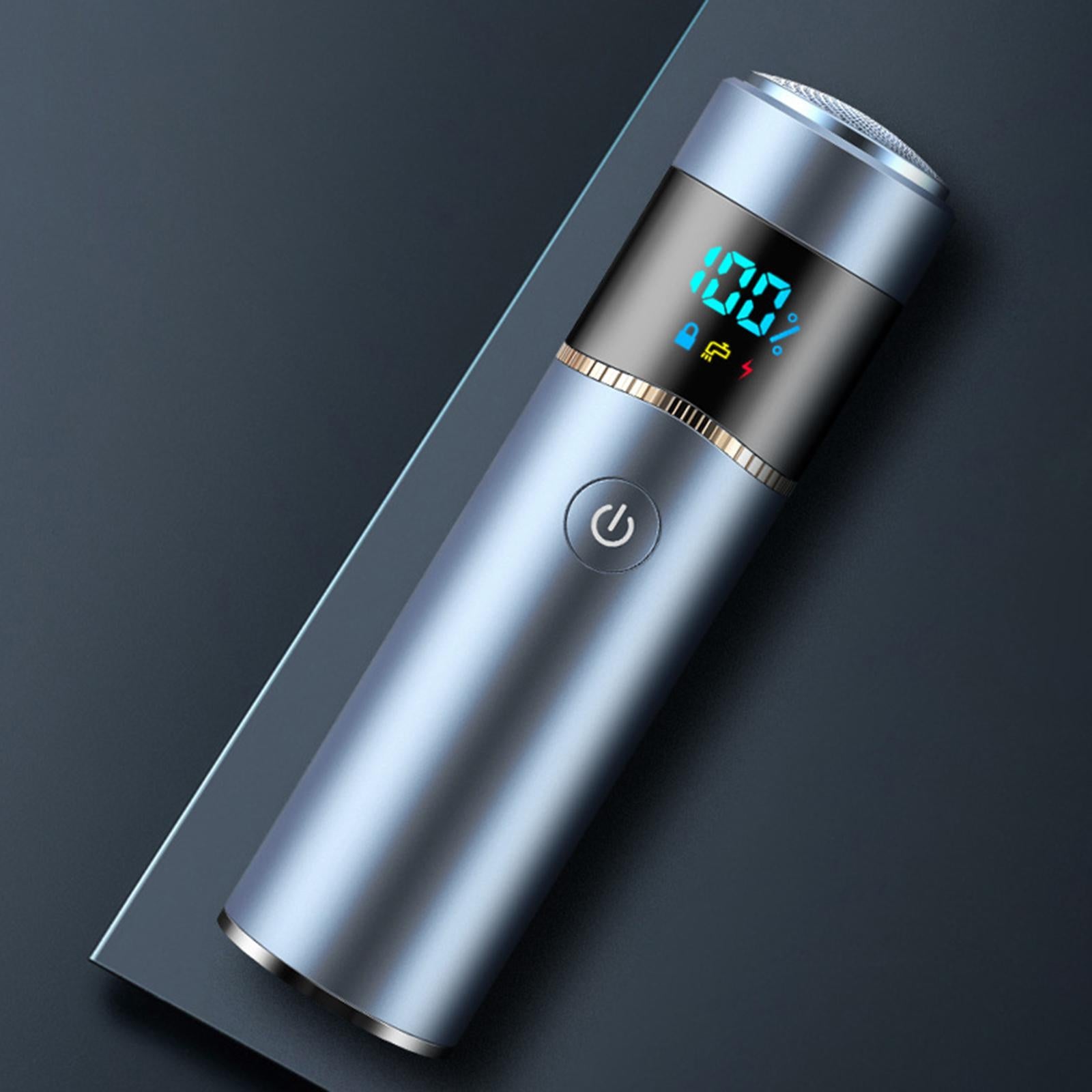 Mini Electric Shaver Waterproof for Men USB Charging LED Display Blue