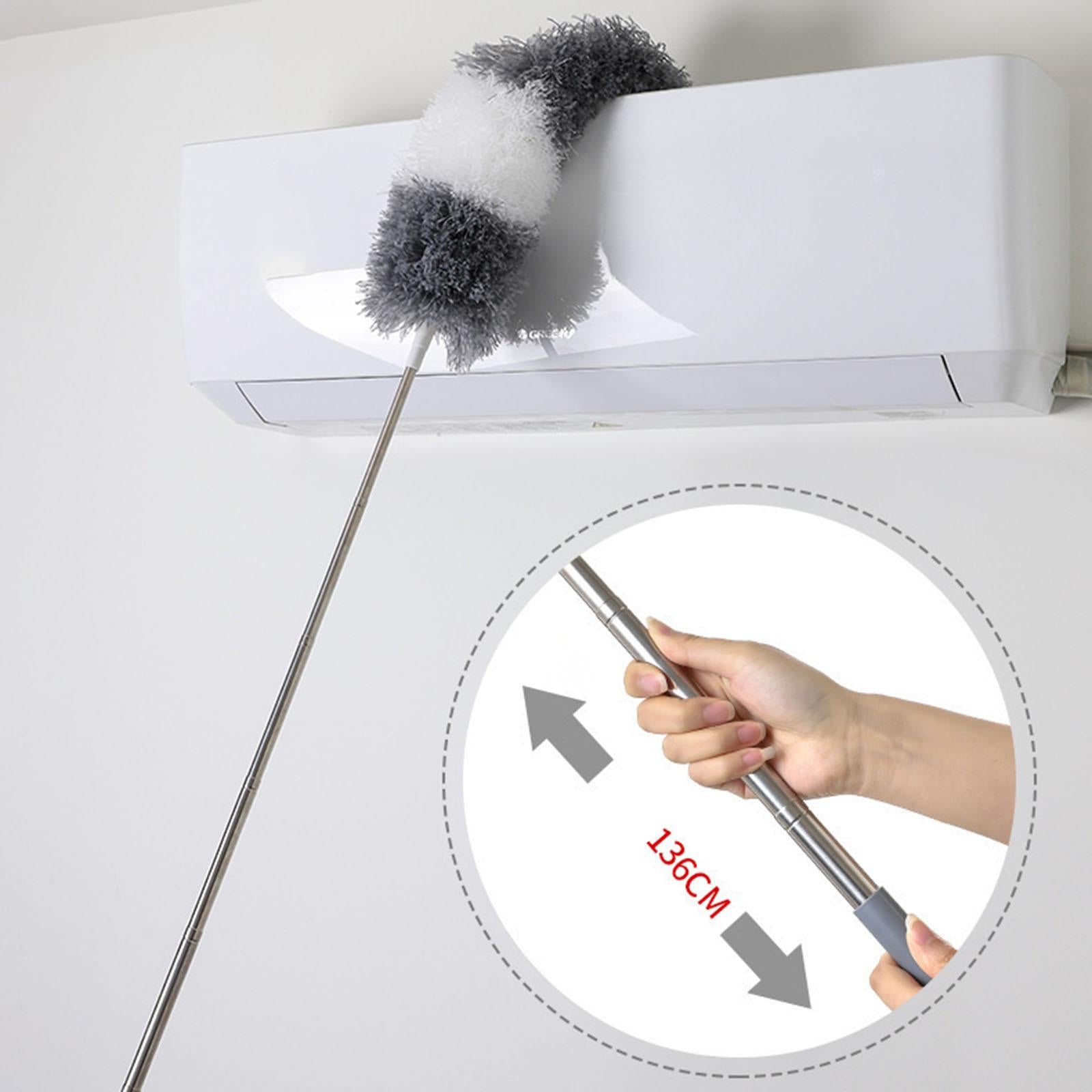 Telescopic Microfibre Duster Bendable Head for Household Ceiling Fan  White