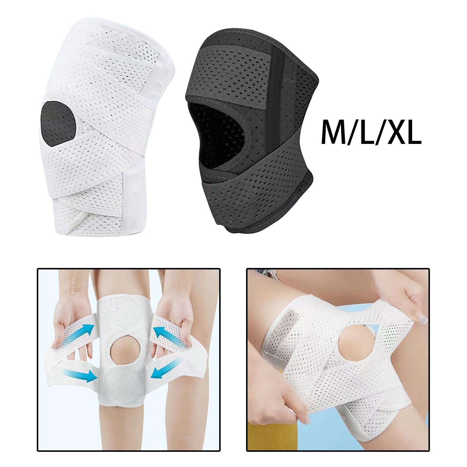 Knee Support Brace Breathable for Meniscal Tear Injuries Recovery White M