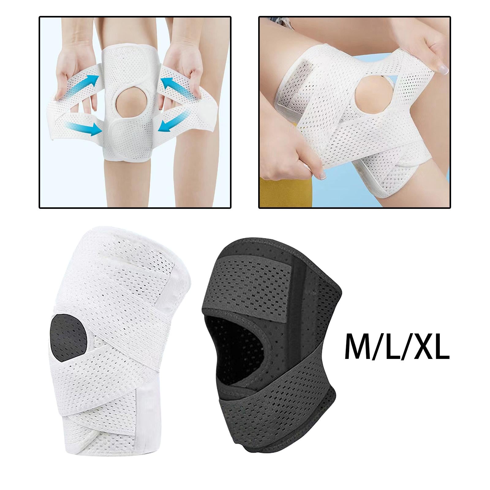 Knee Support Brace Breathable for Meniscal Tear Injuries Recovery White M