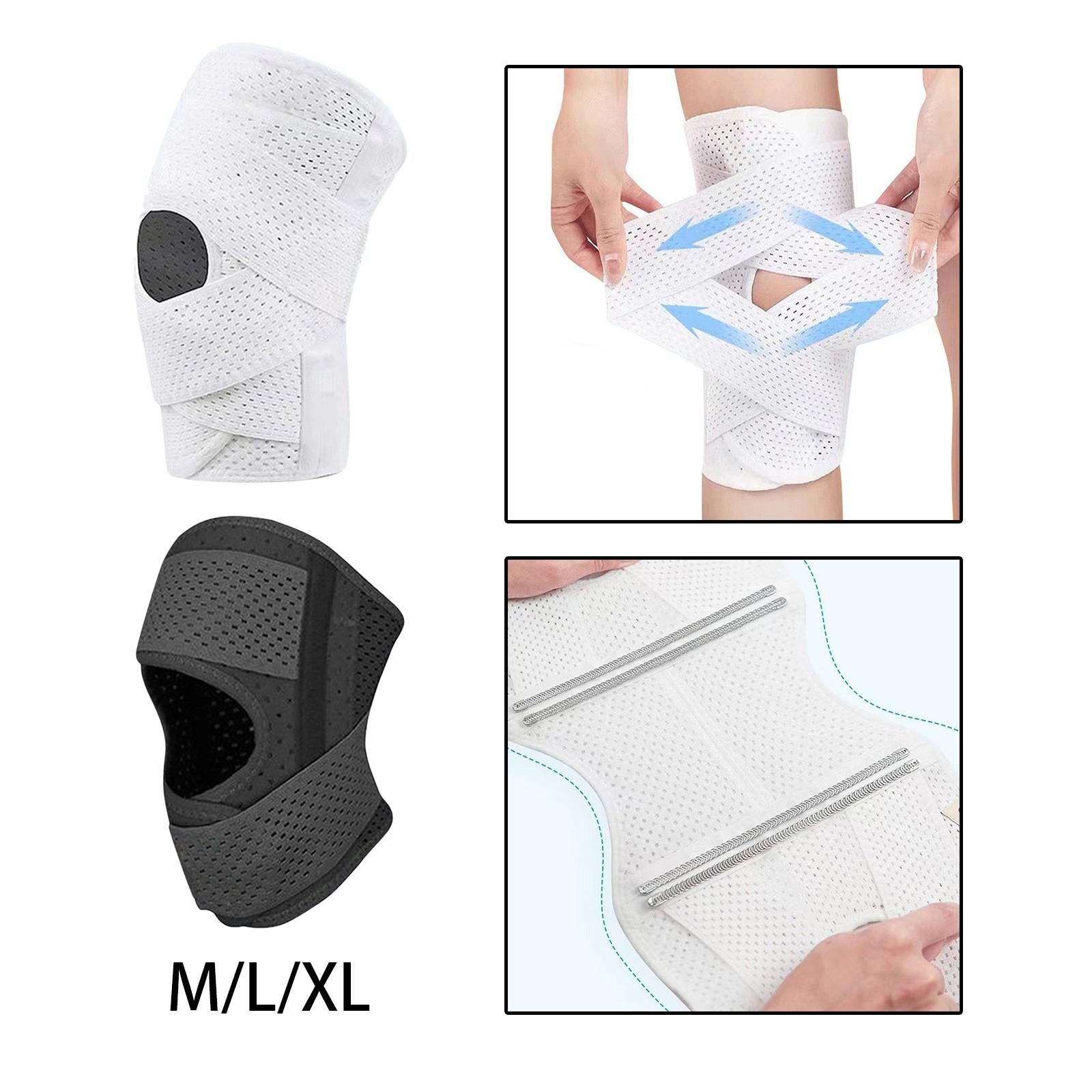 Knee Support Brace Breathable for Meniscal Tear Injuries Recovery White M