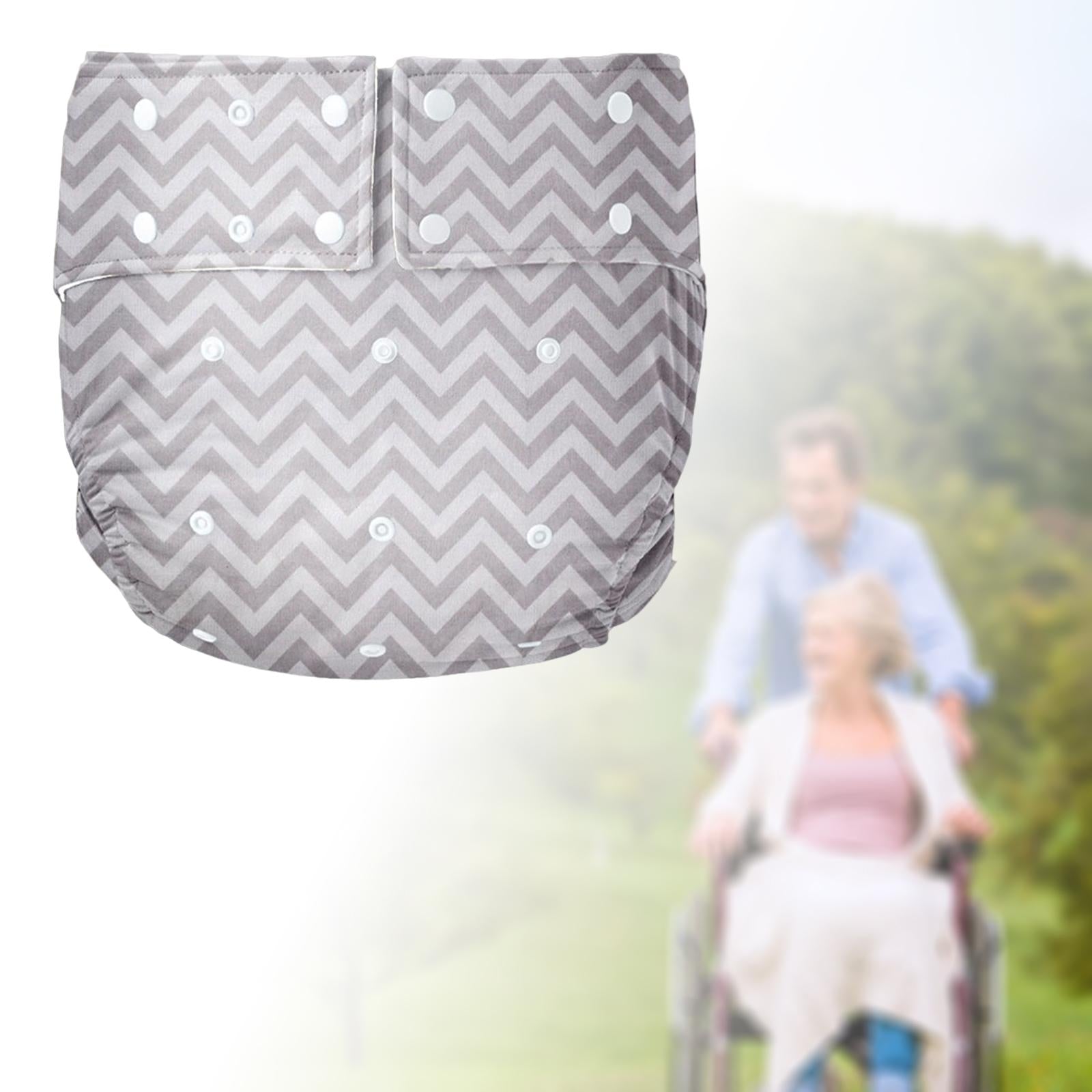 Adult Cloth Diaper for Incontinence Washable Elastic for Patients  Gray Stripe