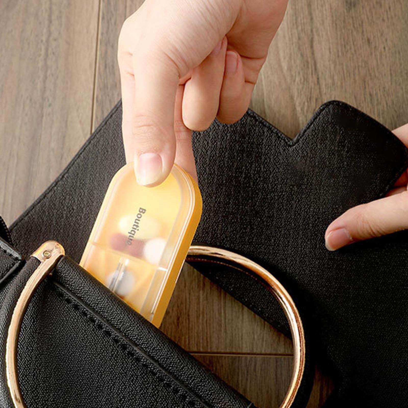 Medicine Storage Box with Pills Cutter for Home Dormitory Elders Kids Yellow