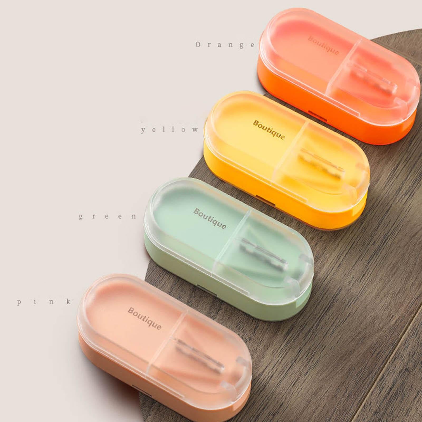 Medicine Storage Box with Pills Cutter for Home Dormitory Elders Kids Yellow
