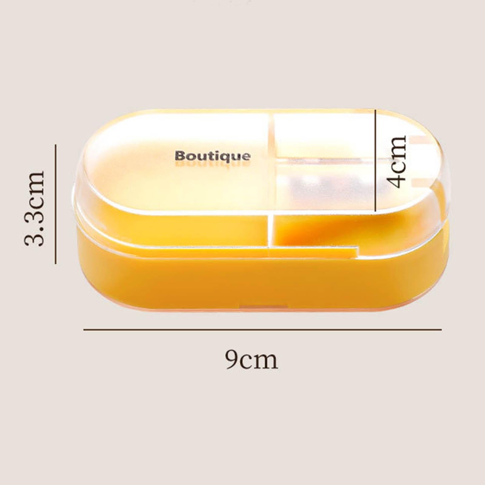 Medicine Storage Box with Pills Cutter for Home Dormitory Elders Kids Yellow