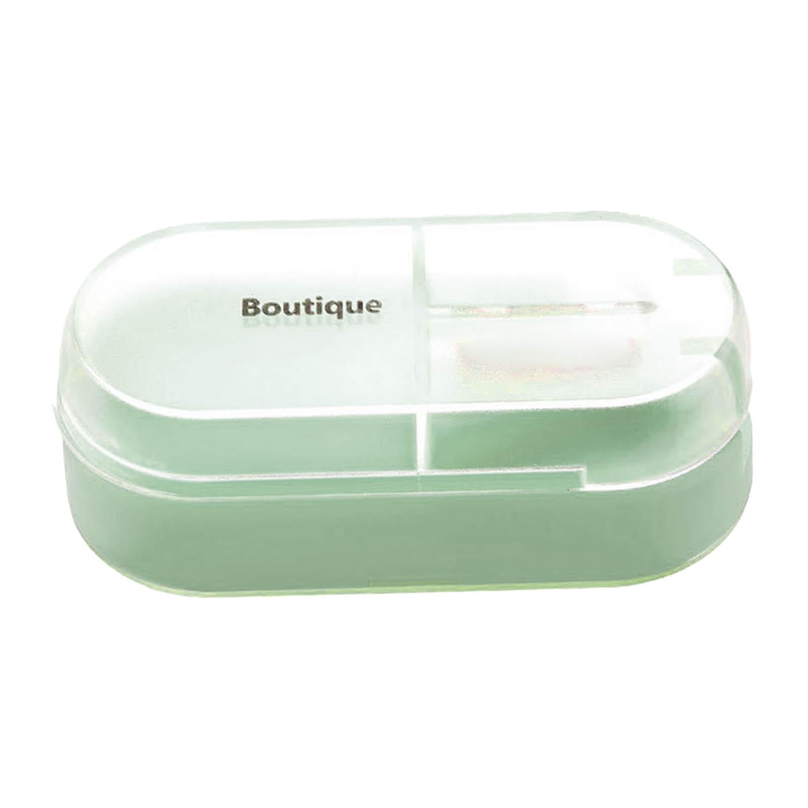 Medicine Storage Box with Pills Cutter for Home Dormitory Elders Kids Green