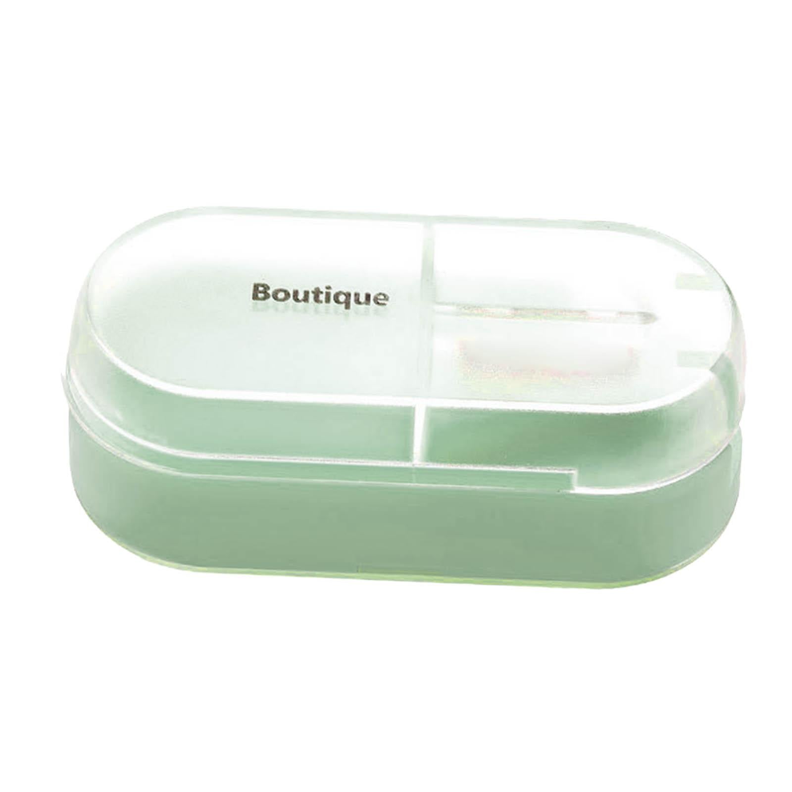 Medicine Storage Box with Pills Cutter for Home Dormitory Elders Kids Green