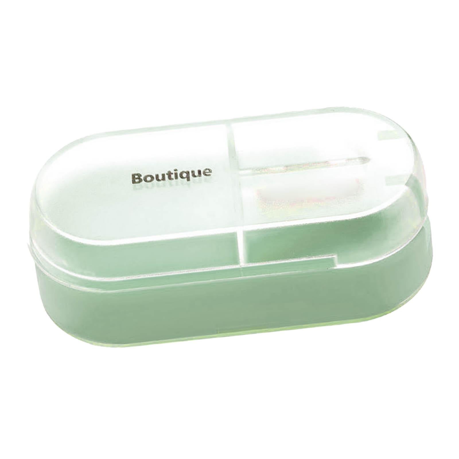 Medicine Storage Box with Pills Cutter for Home Dormitory Elders Kids Green