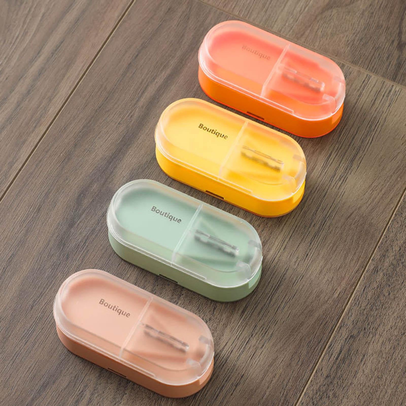 Medicine Storage Box with Pills Cutter for Home Dormitory Elders Kids Pink