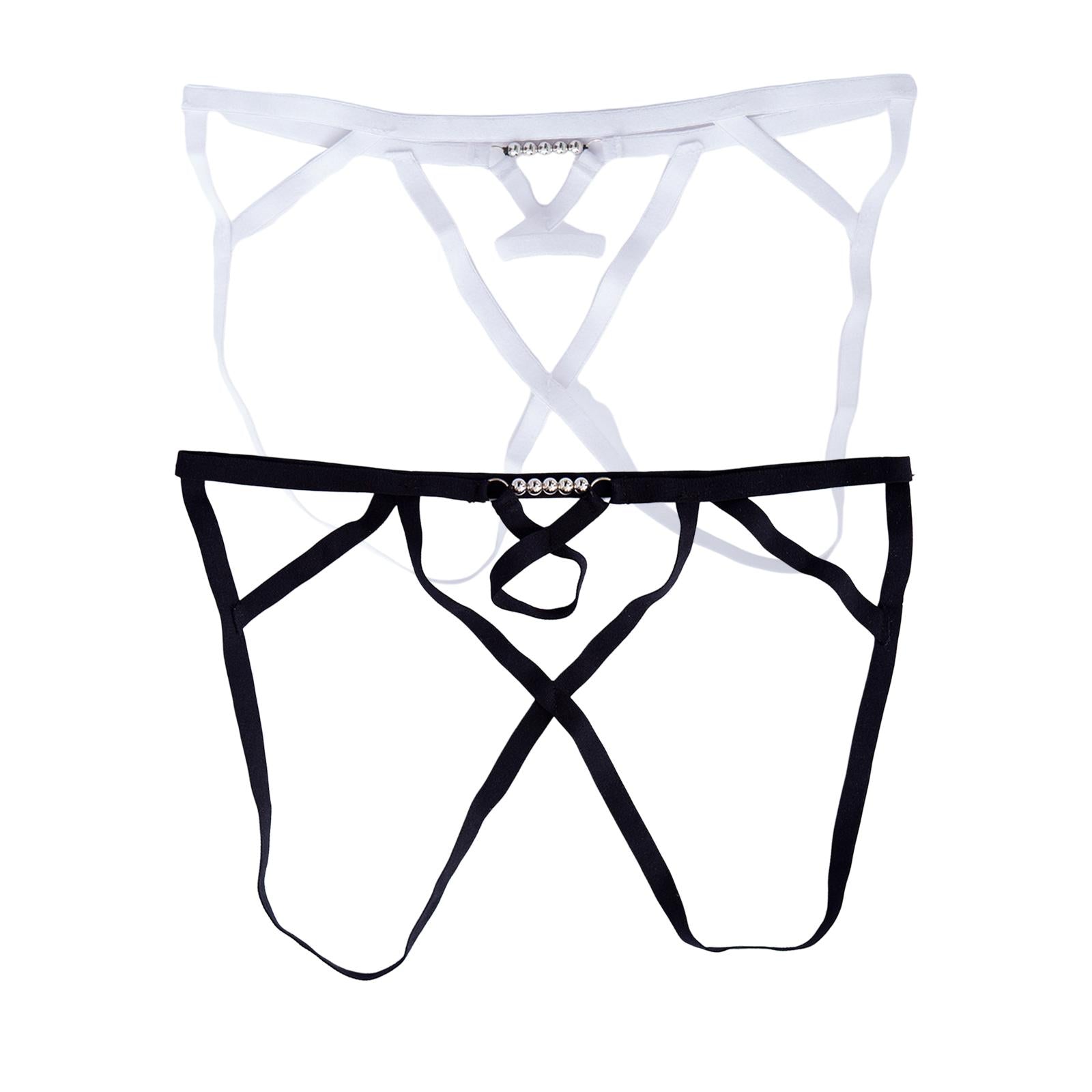 Men T Back Thongs Strap Open Suspensory for Lover Gift Maid Cosplay White