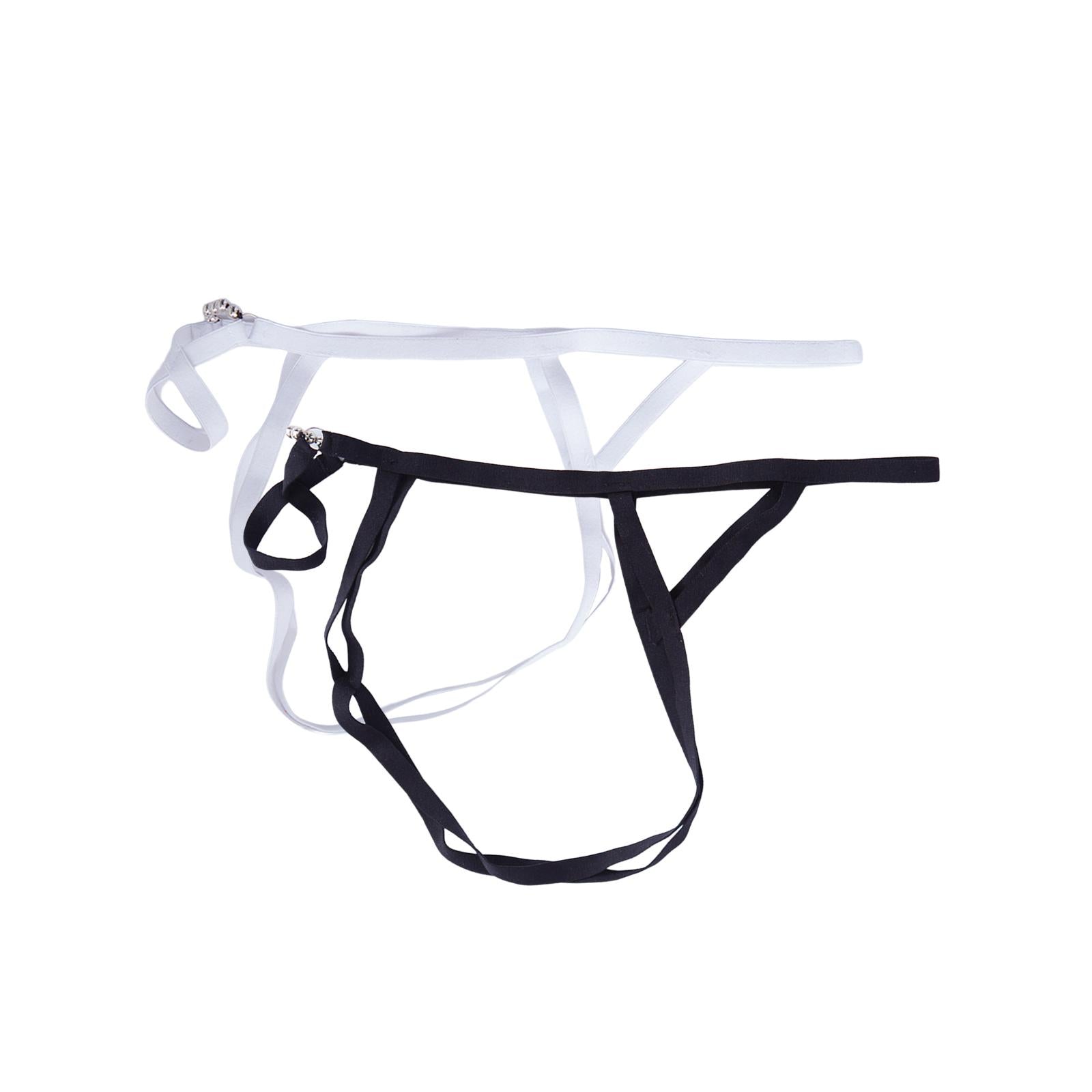 Men T Back Thongs Strap Open Suspensory for Lover Gift Maid Cosplay White