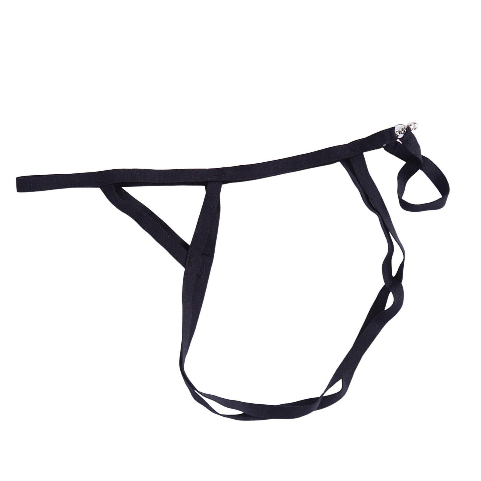 Men T Back Thongs Strap Open Suspensory for Lover Gift Maid Cosplay Black