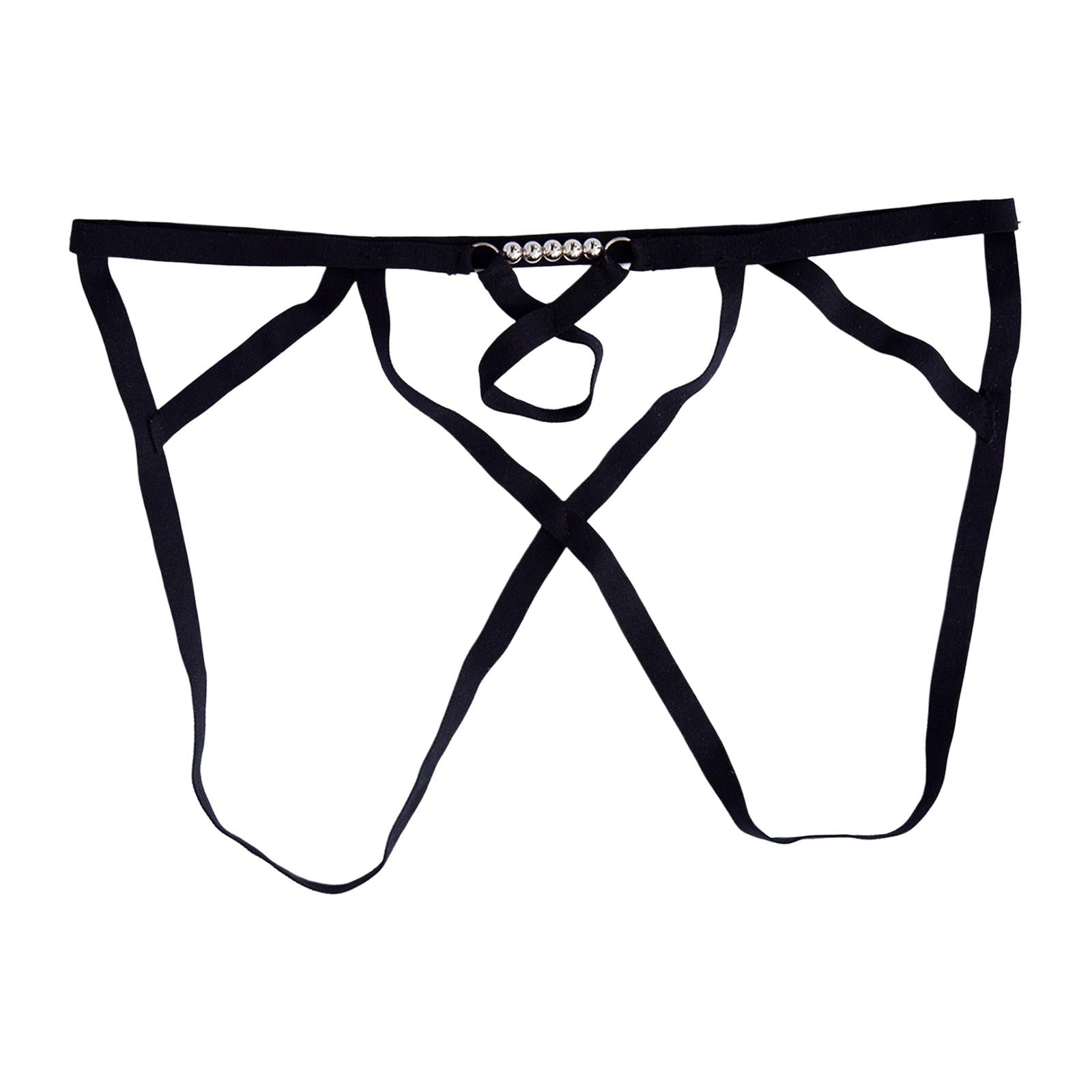 Men T Back Thongs Strap Open Suspensory for Lover Gift Maid Cosplay Black
