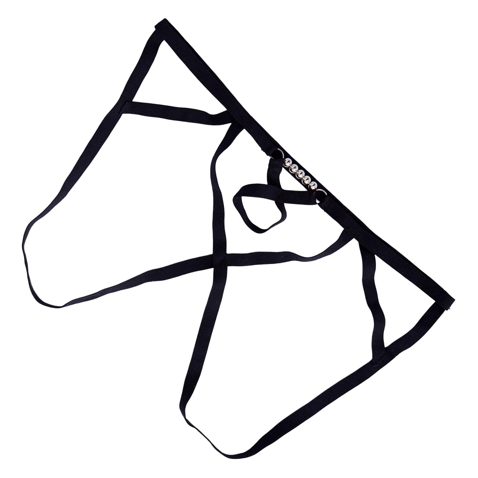 Men T Back Thongs Strap Open Suspensory for Lover Gift Maid Cosplay Black