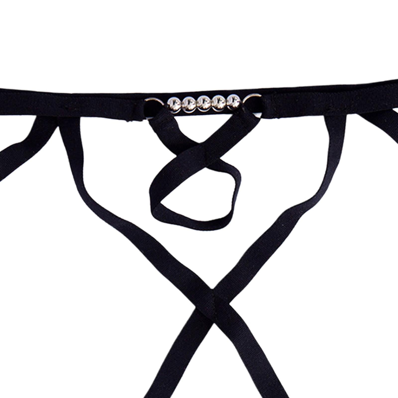Men T Back Thongs Strap Open Suspensory for Lover Gift Maid Cosplay Black