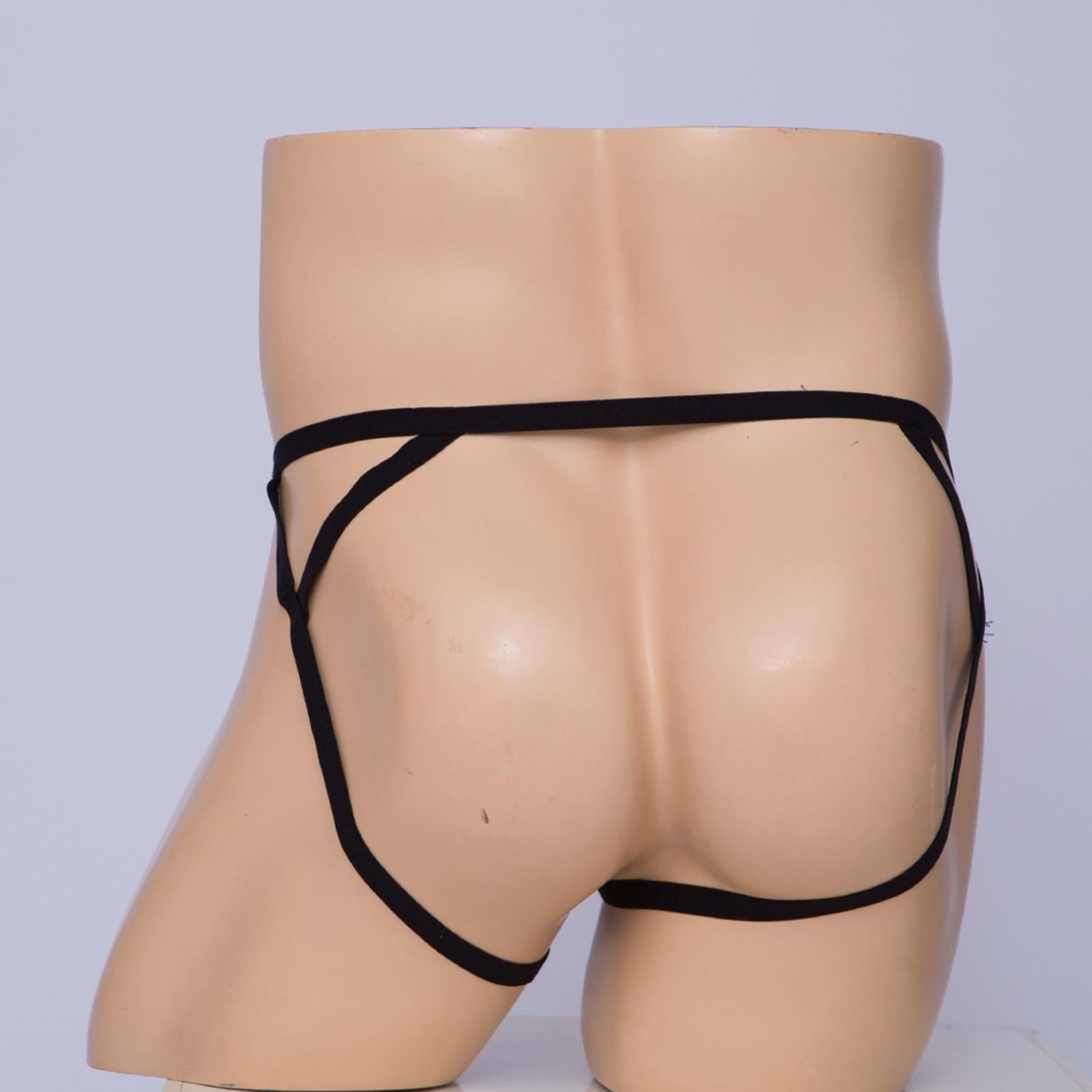 Men T Back Thongs Strap Open Suspensory for Lover Gift Maid Cosplay Black