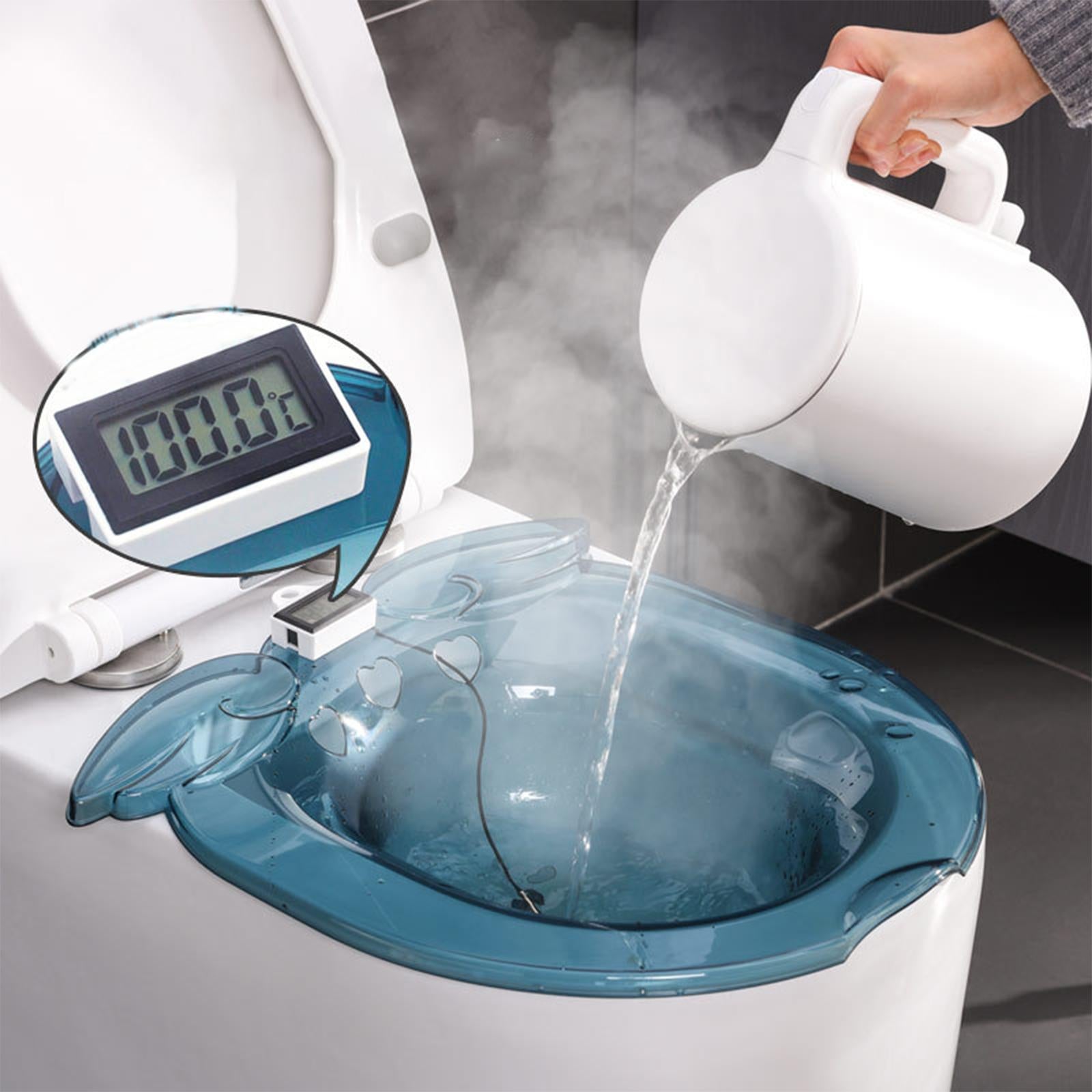 Deepen Sitz Bath Toilet Seat Hip Bidet for Pregnant Women Temp Display Blue