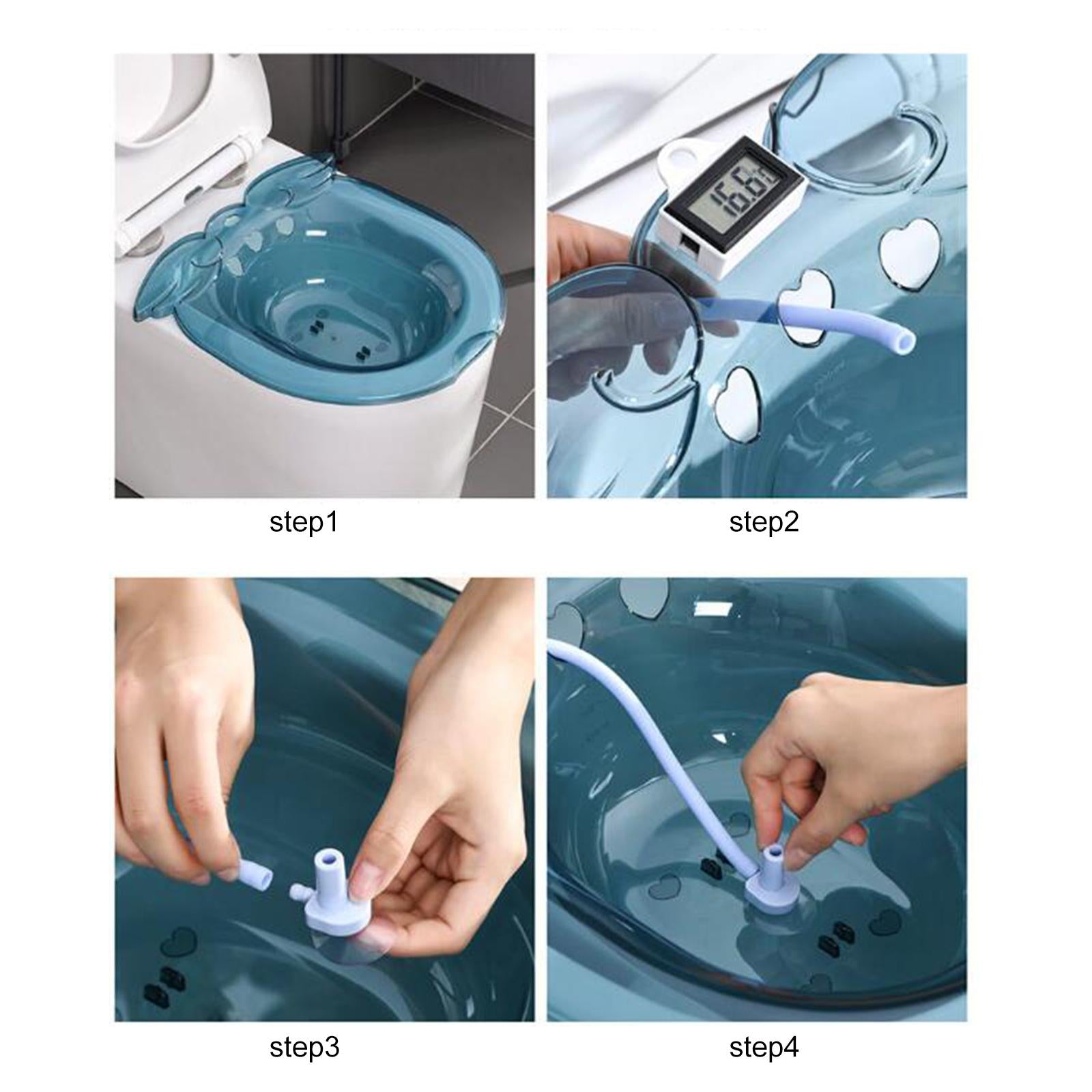 Deepen Sitz Bath Toilet Seat Hip Bidet for Pregnant Women Temp Display Blue