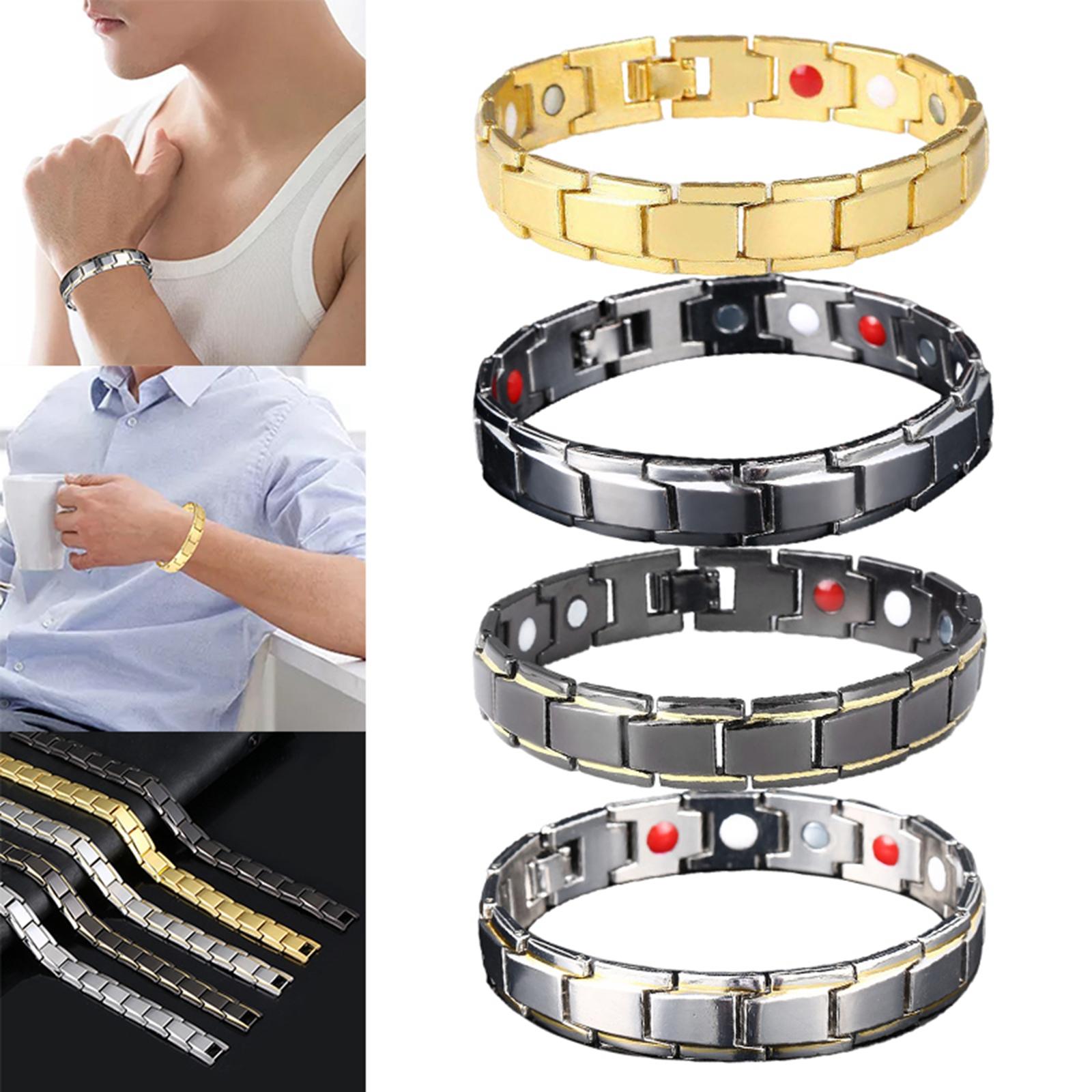 Magnetic Therapy Bracelet Titanium Lymph Detox for Carpal Tunnel Gold