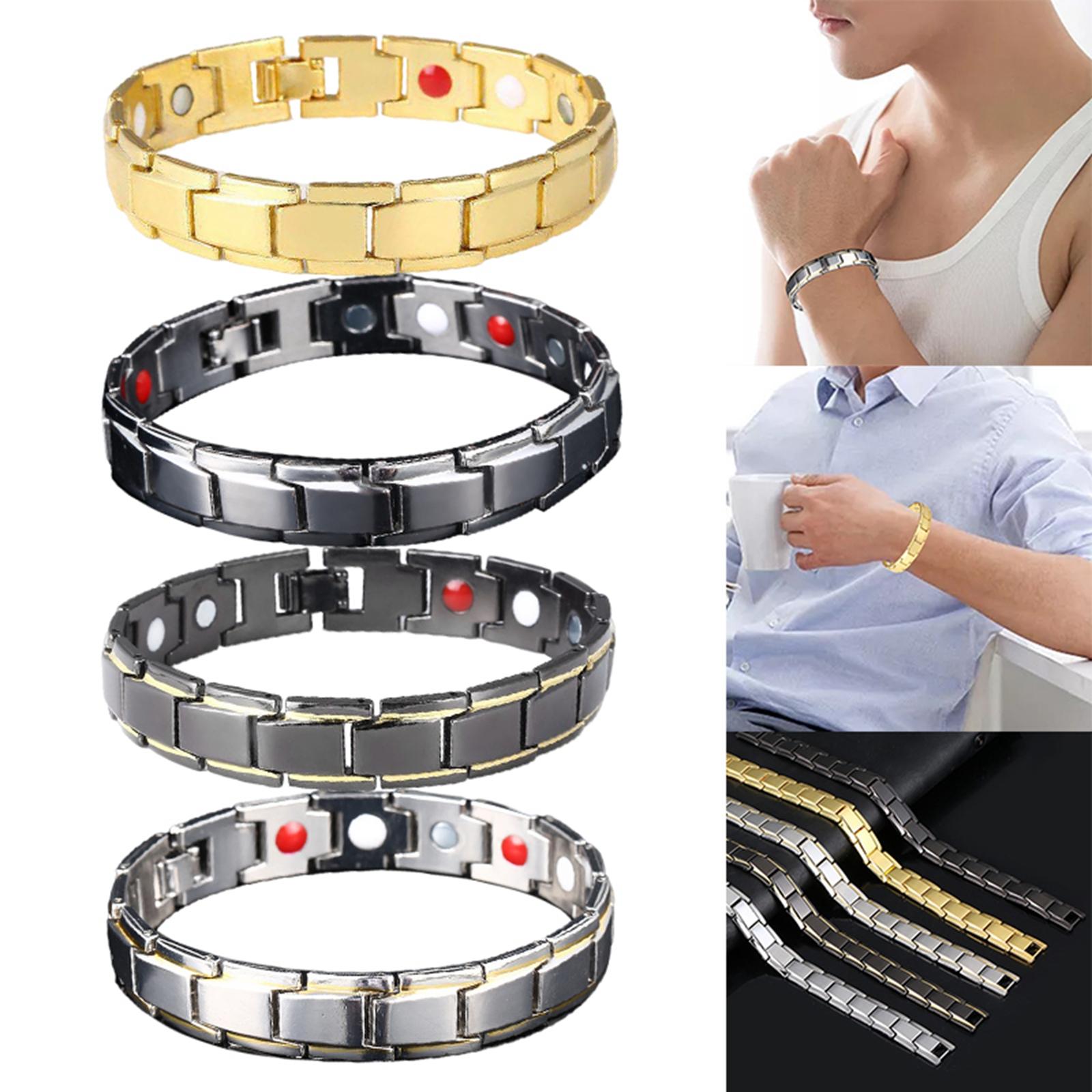 Magnetic Therapy Bracelet Titanium Lymph Detox for Carpal Tunnel Gold