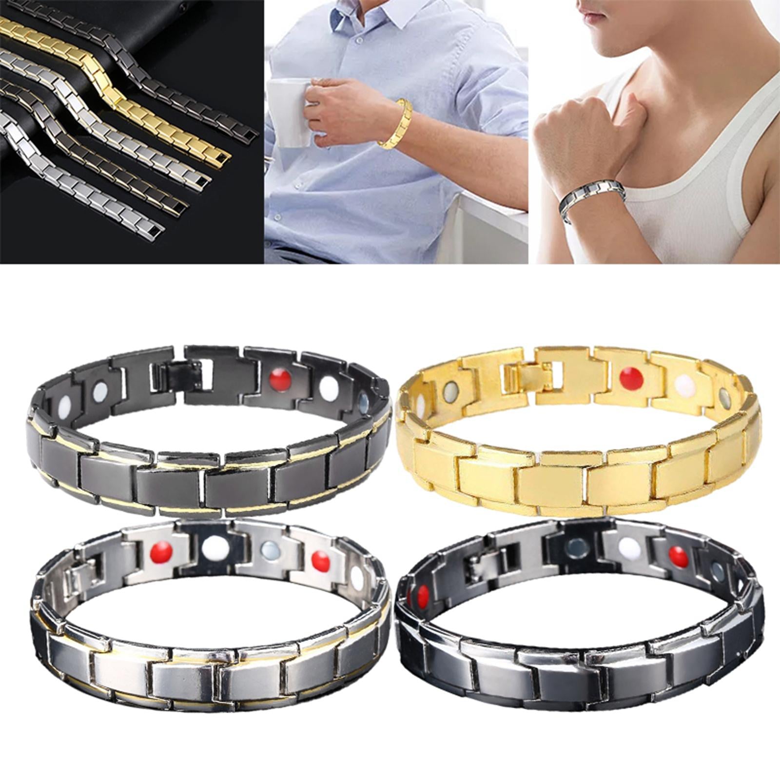 Magnetic Therapy Bracelet Titanium Lymph Detox for Carpal Tunnel Gold