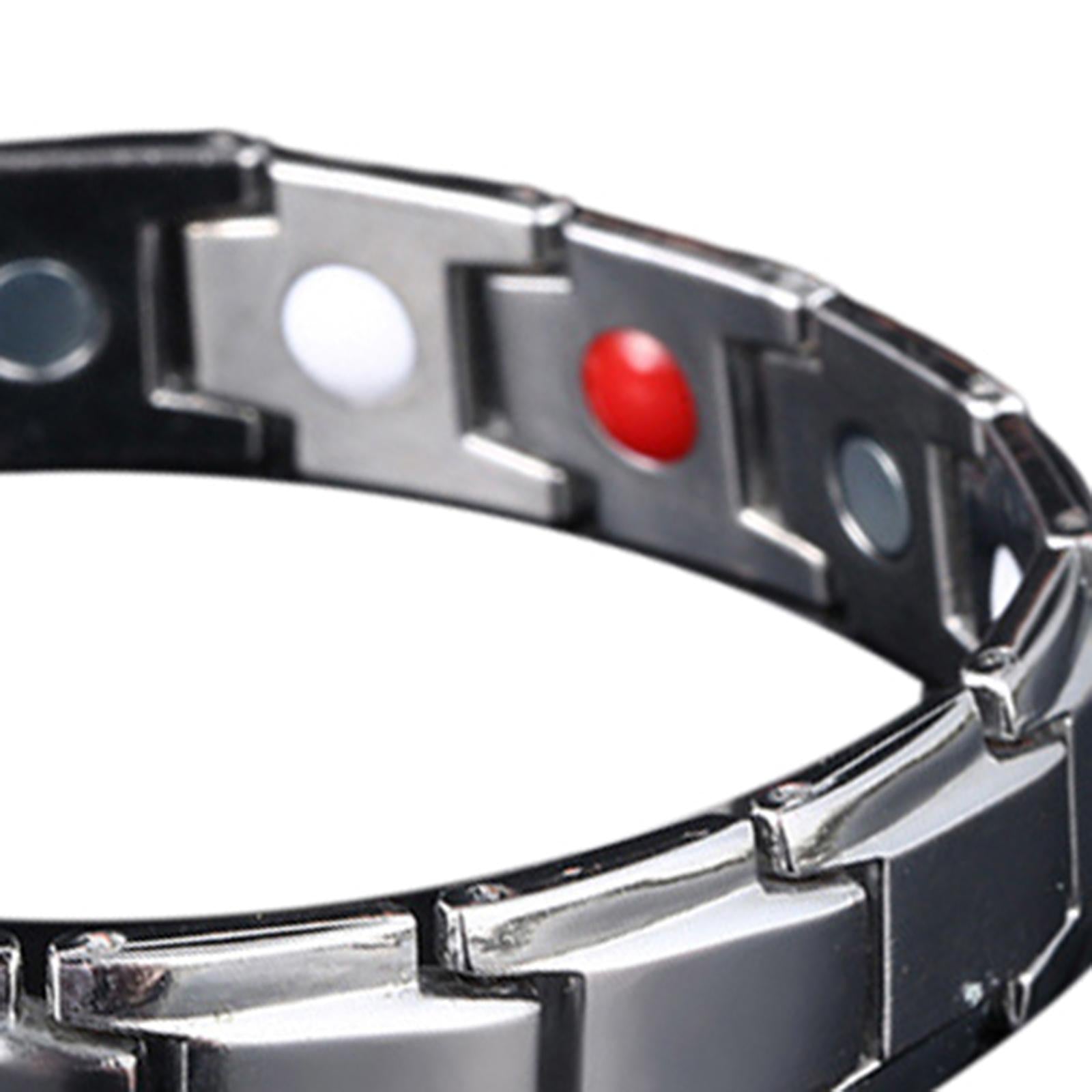 Magnetic Therapy Bracelet Titanium Lymph Detox for Carpal Tunnel Silver