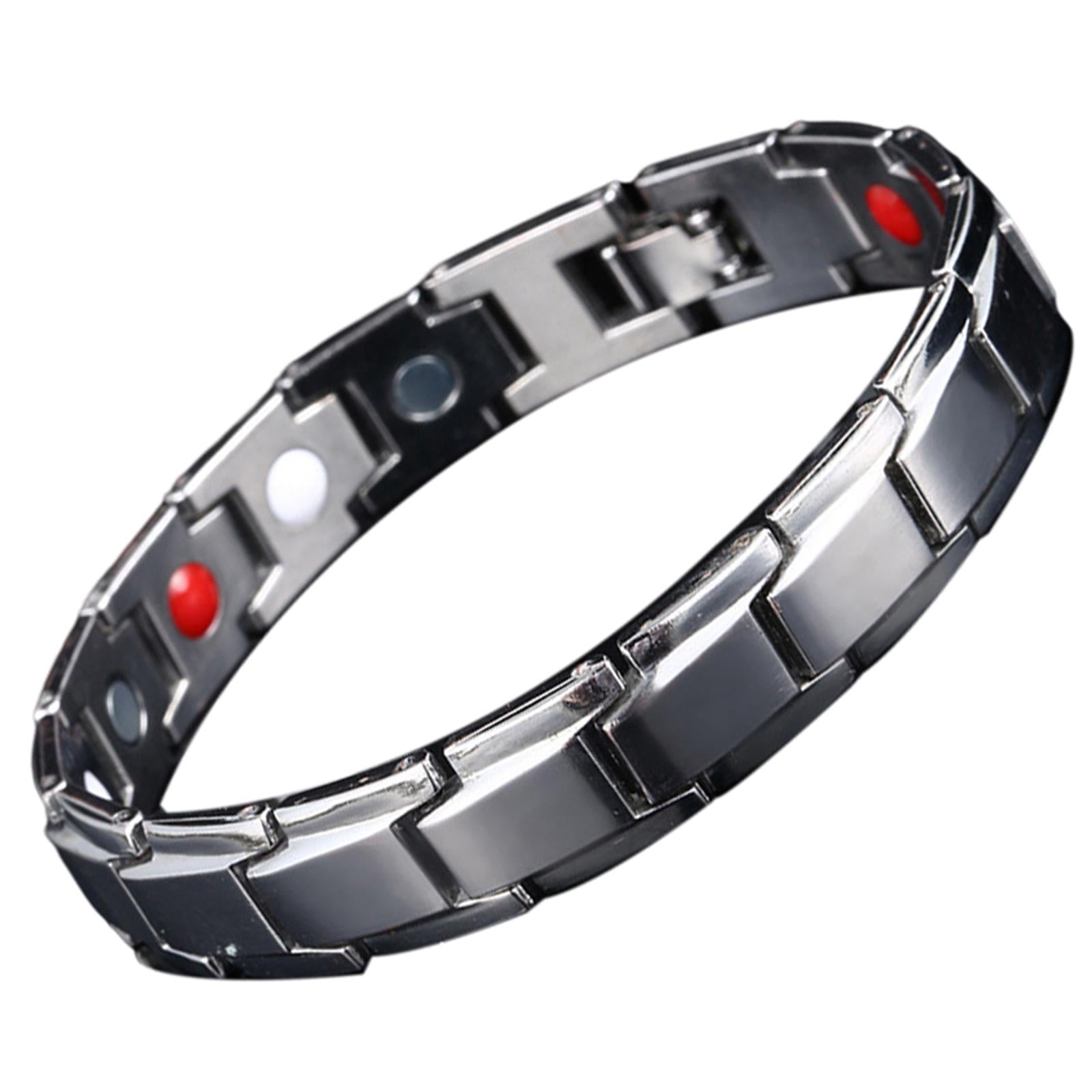 Magnetic Therapy Bracelet Titanium Lymph Detox for Carpal Tunnel Silver