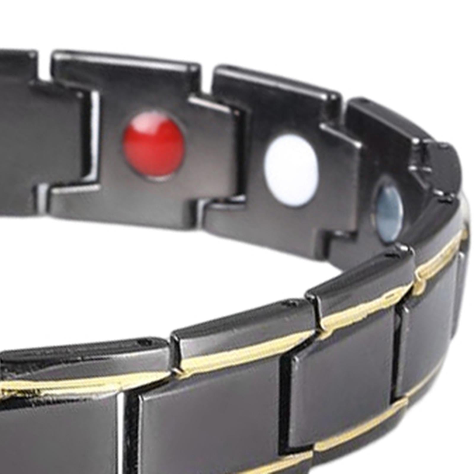 Magnetic Therapy Bracelet Titanium Lymph Detox for Carpal Tunnel Black Gold