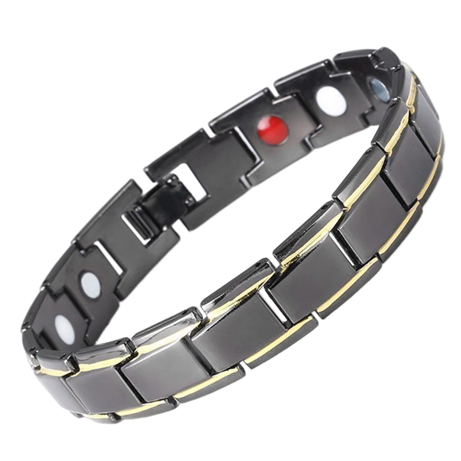 Magnetic Therapy Bracelet Titanium Lymph Detox for Carpal Tunnel Black Gold