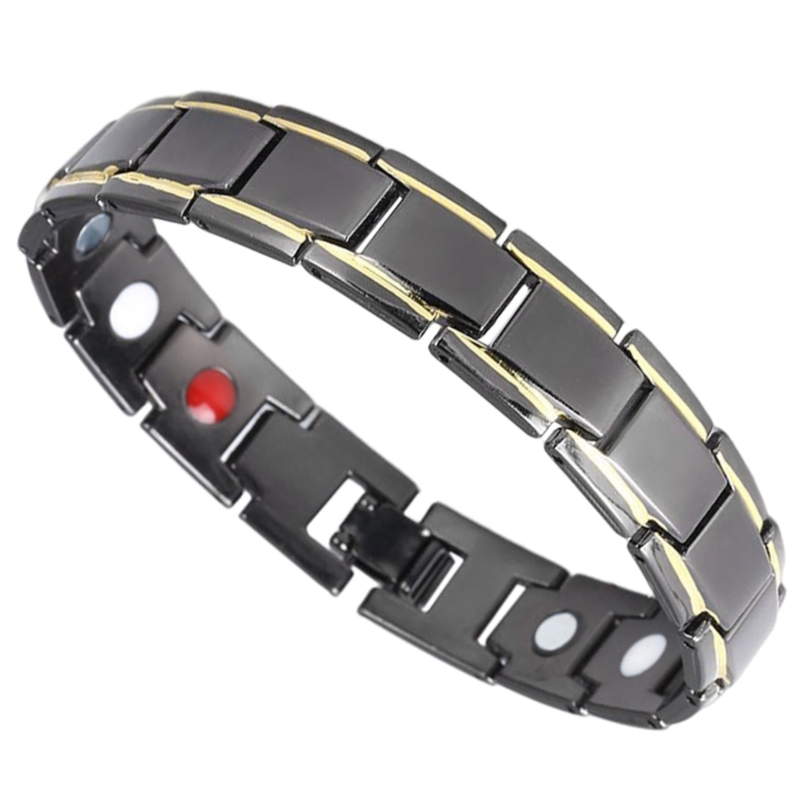 Magnetic Therapy Bracelet Titanium Lymph Detox for Carpal Tunnel Black Gold