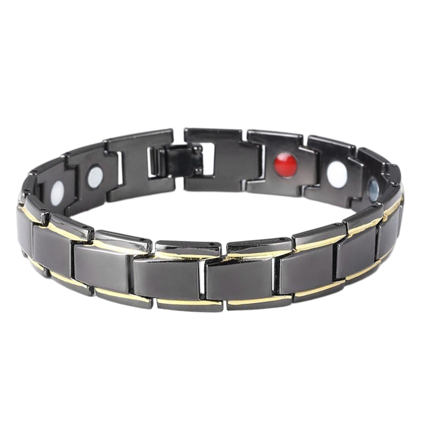 Magnetic Therapy Bracelet Titanium Lymph Detox for Carpal Tunnel Black Gold