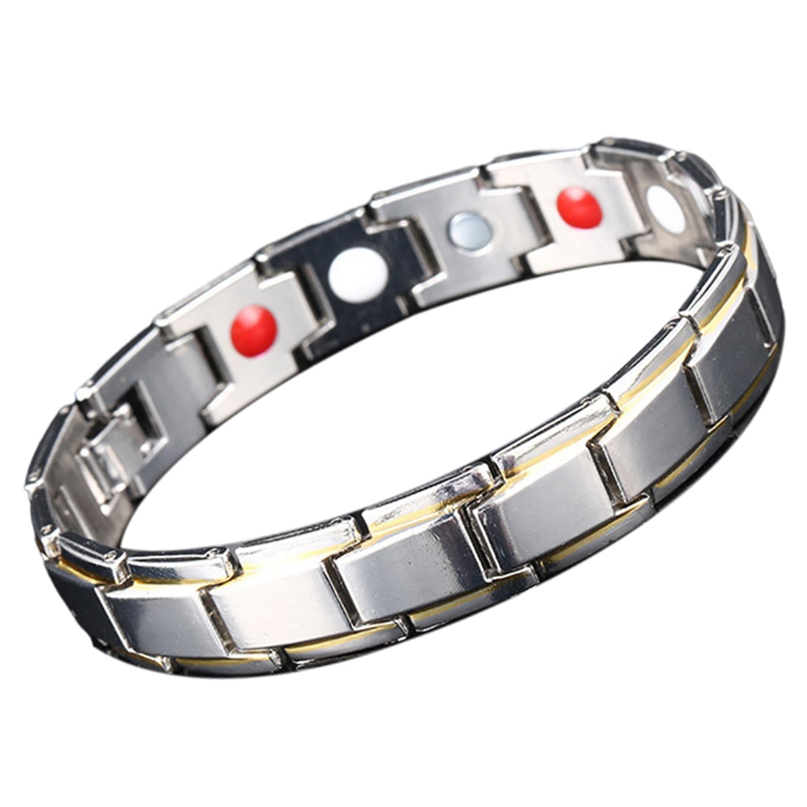 Magnetic Therapy Bracelet Titanium Lymph Detox for Carpal Tunnel Silver Gold
