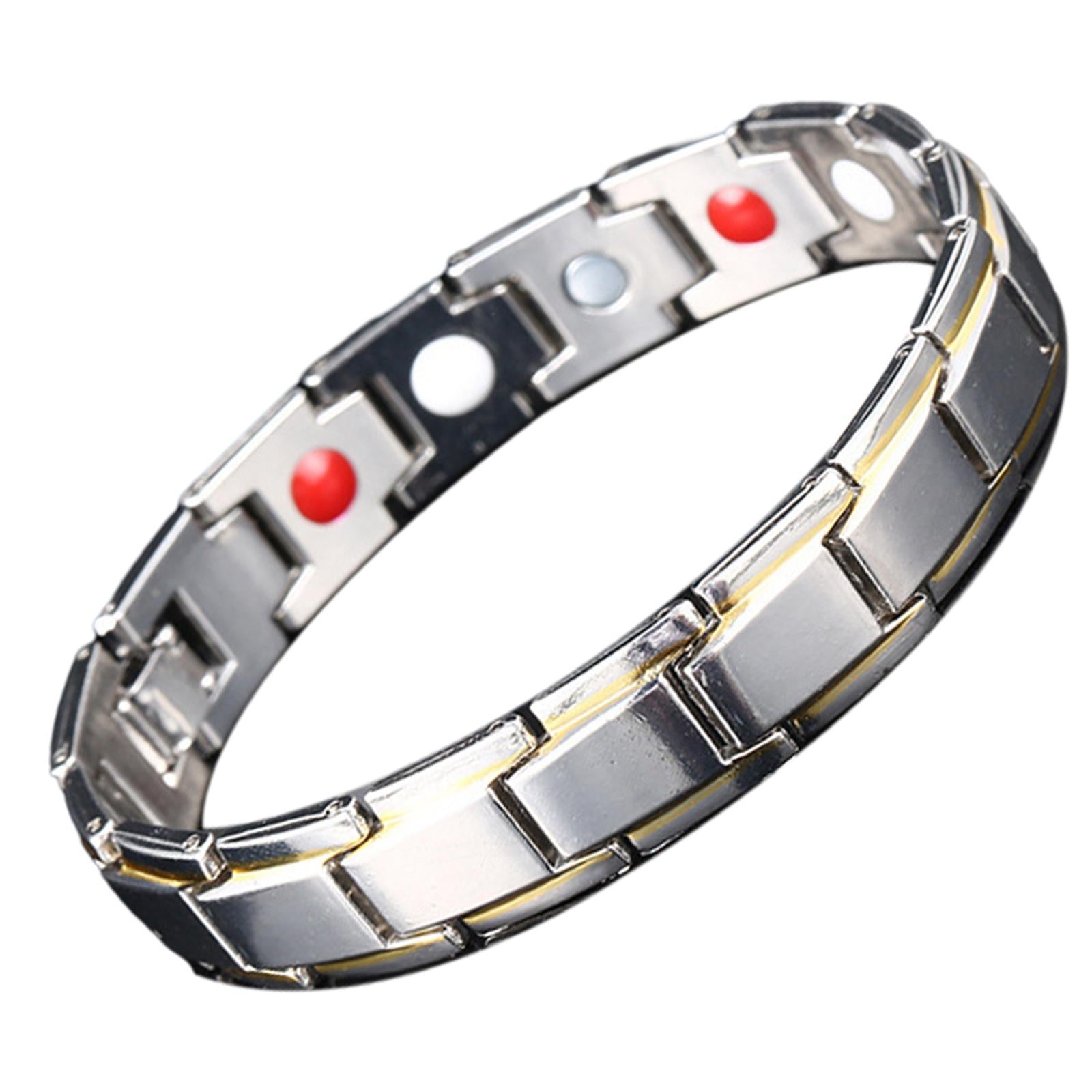 Magnetic Therapy Bracelet Titanium Lymph Detox for Carpal Tunnel Silver Gold