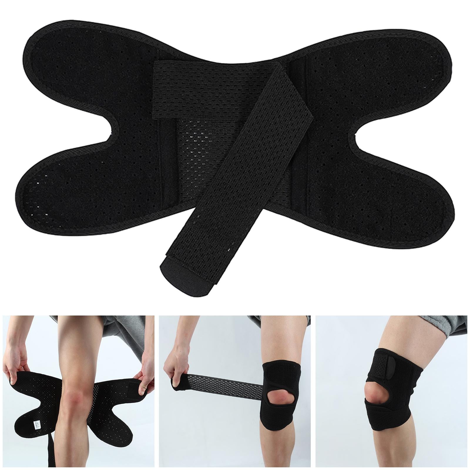 Black Knee Brace for Tennis Volleyball  for Tendinitis Pain L Left