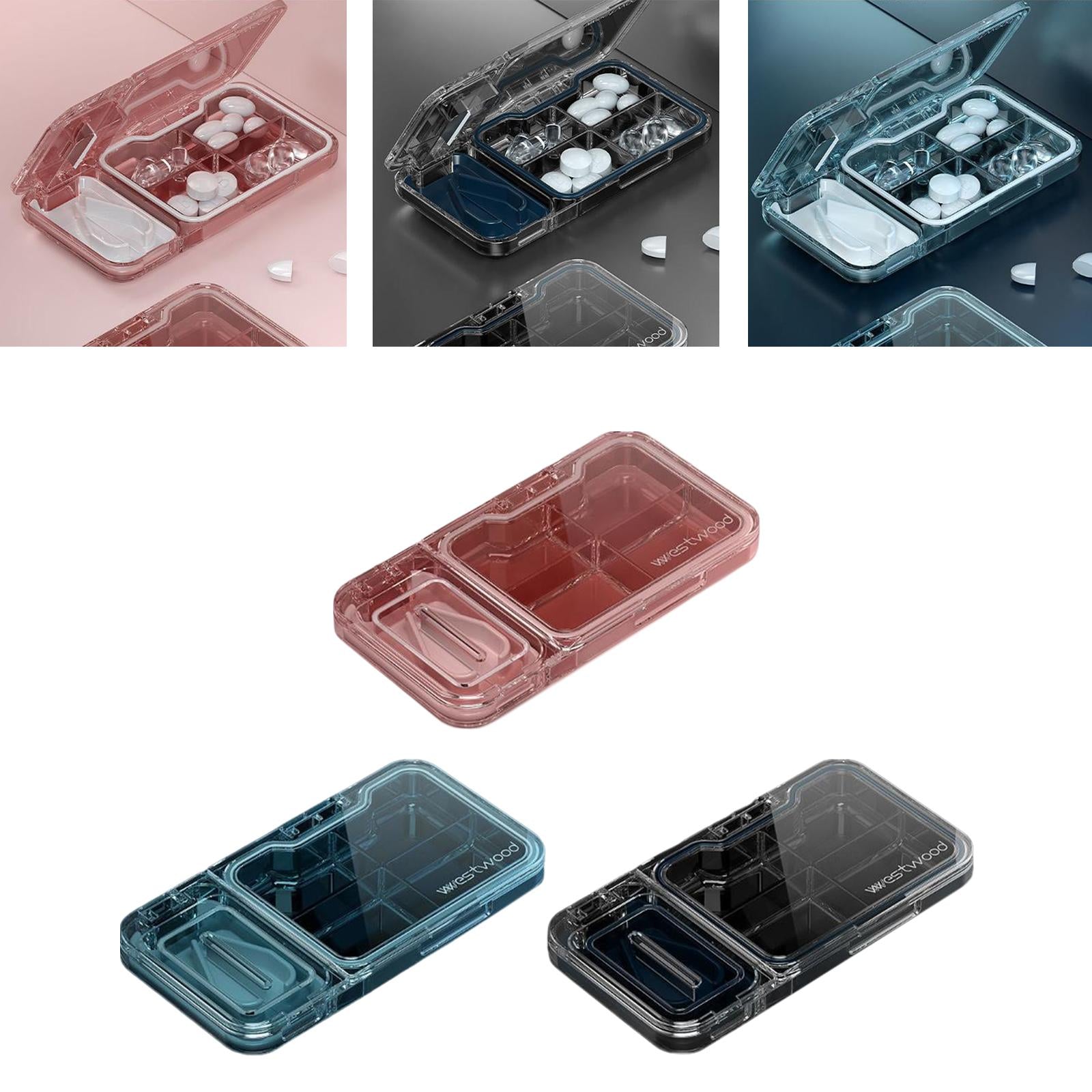 Pill Cutter and Splitter with Dispenser Household  Dormitory Vacation Red