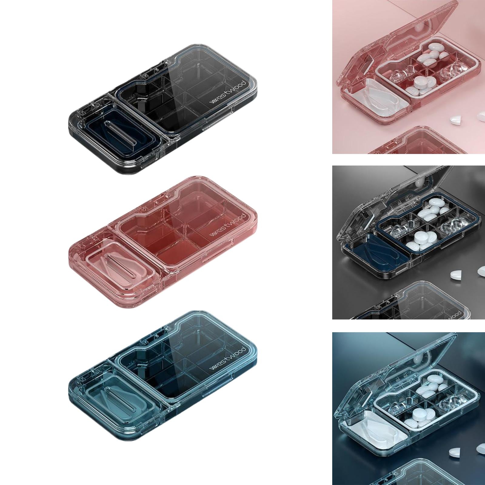 Pill Cutter and Splitter with Dispenser Household  Dormitory Vacation Red