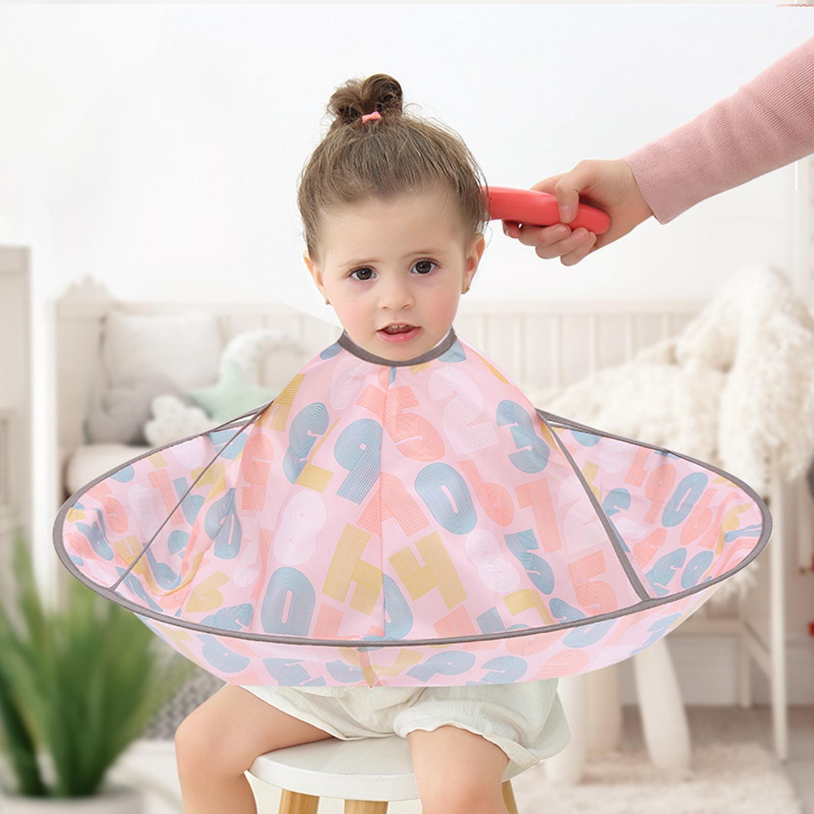 Kids Hair Cutting Cape Professional Waterproof Cloak for Barber Salon Pink