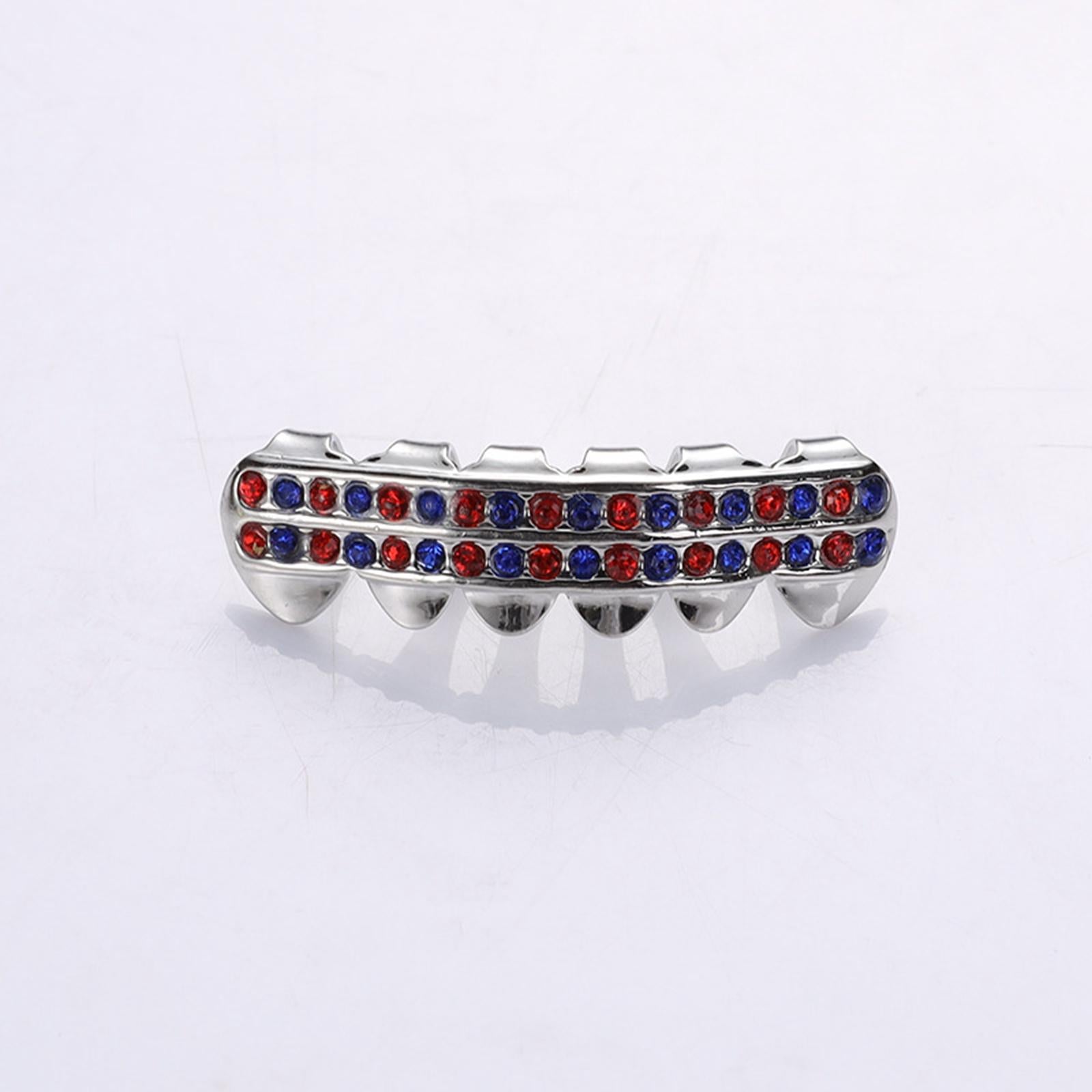 Teeth Grills Set Bling Grills Vampire Grills Hip Hop Joker for Teeth Rapper Black White