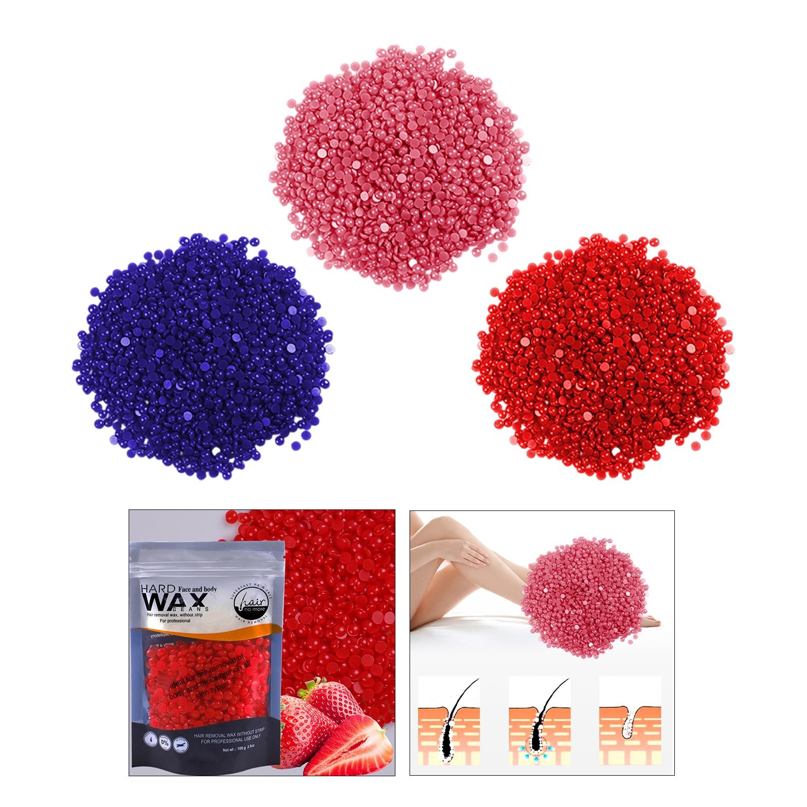 Depilatory Hard Wax Beans for Leg Arm Hair Removal Women Men Rose 100g