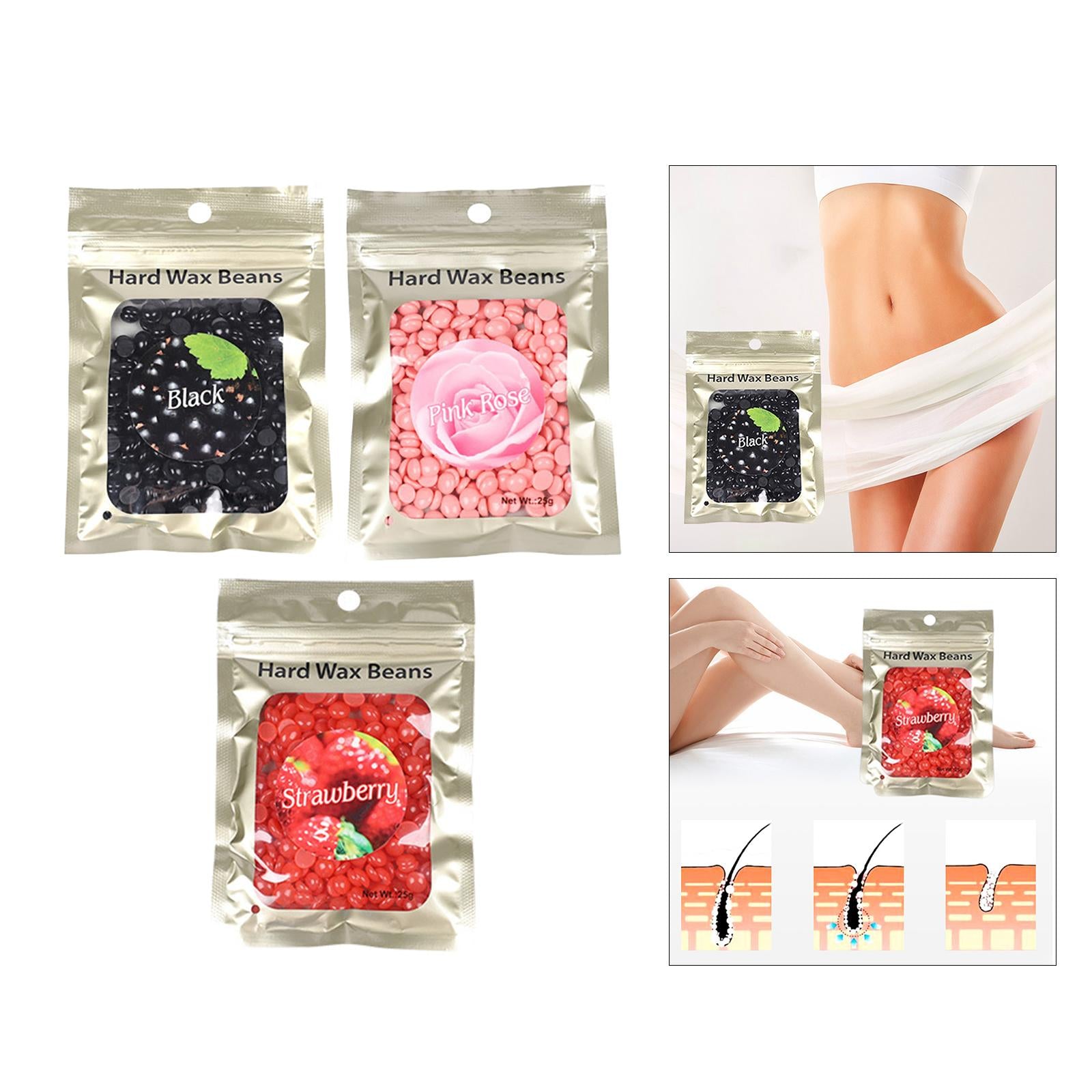 Hard Wax Beads Bean 25g Hair Removal Painless for Bikini Line Men Black