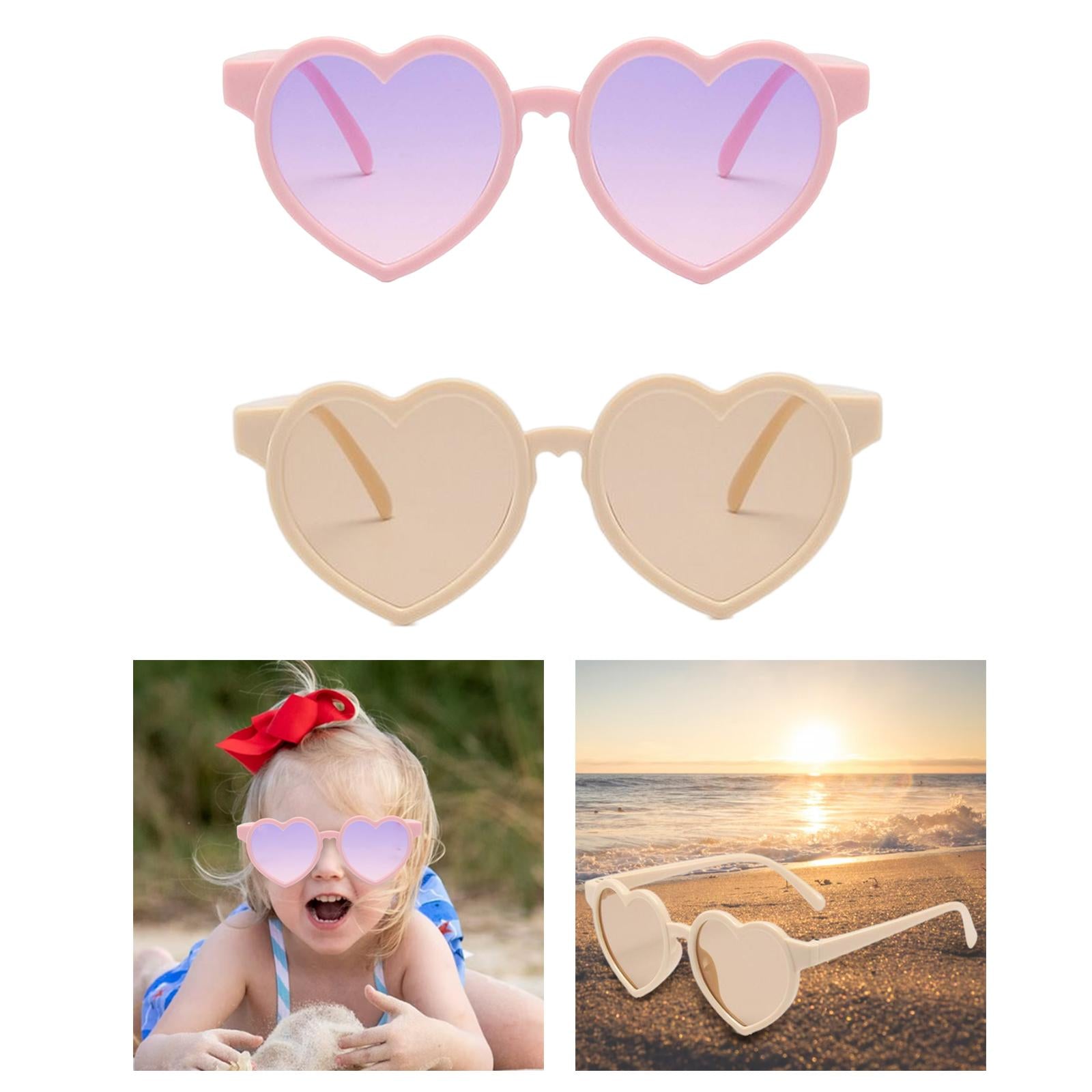 Non Polarized Heart Shaped Baby Girl Sunglasses Sun Eyewear Premium Pink