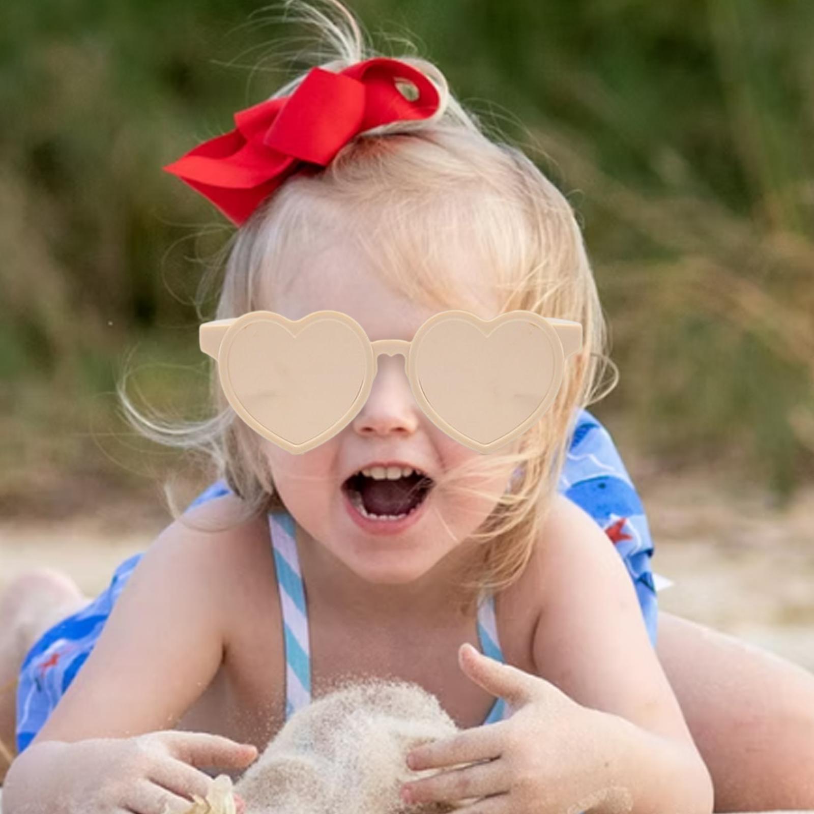 Non Polarized Heart Shaped Baby Girl Sunglasses Sun Eyewear Premium Beige