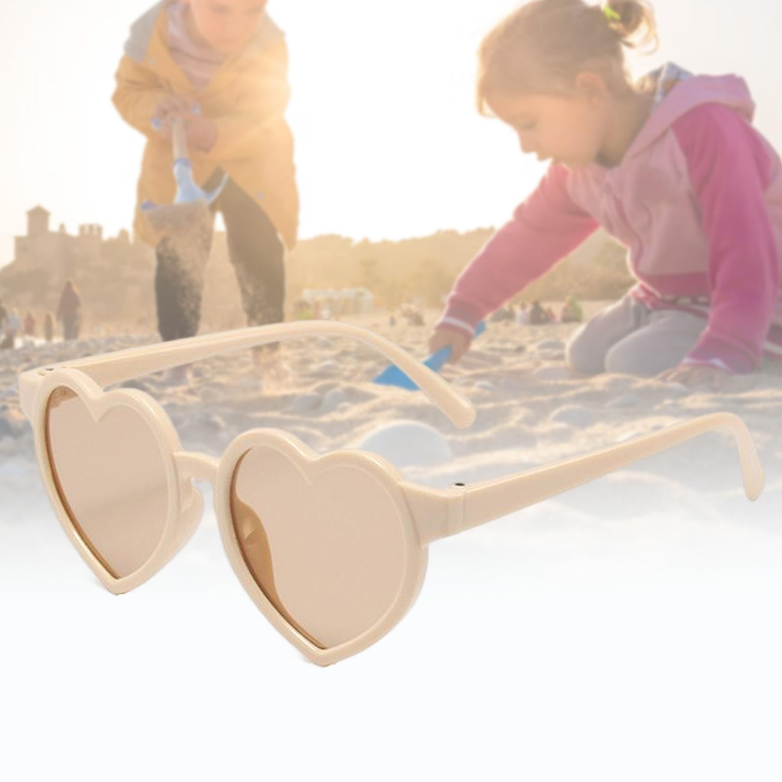 Non Polarized Heart Shaped Baby Girl Sunglasses Sun Eyewear Premium Beige