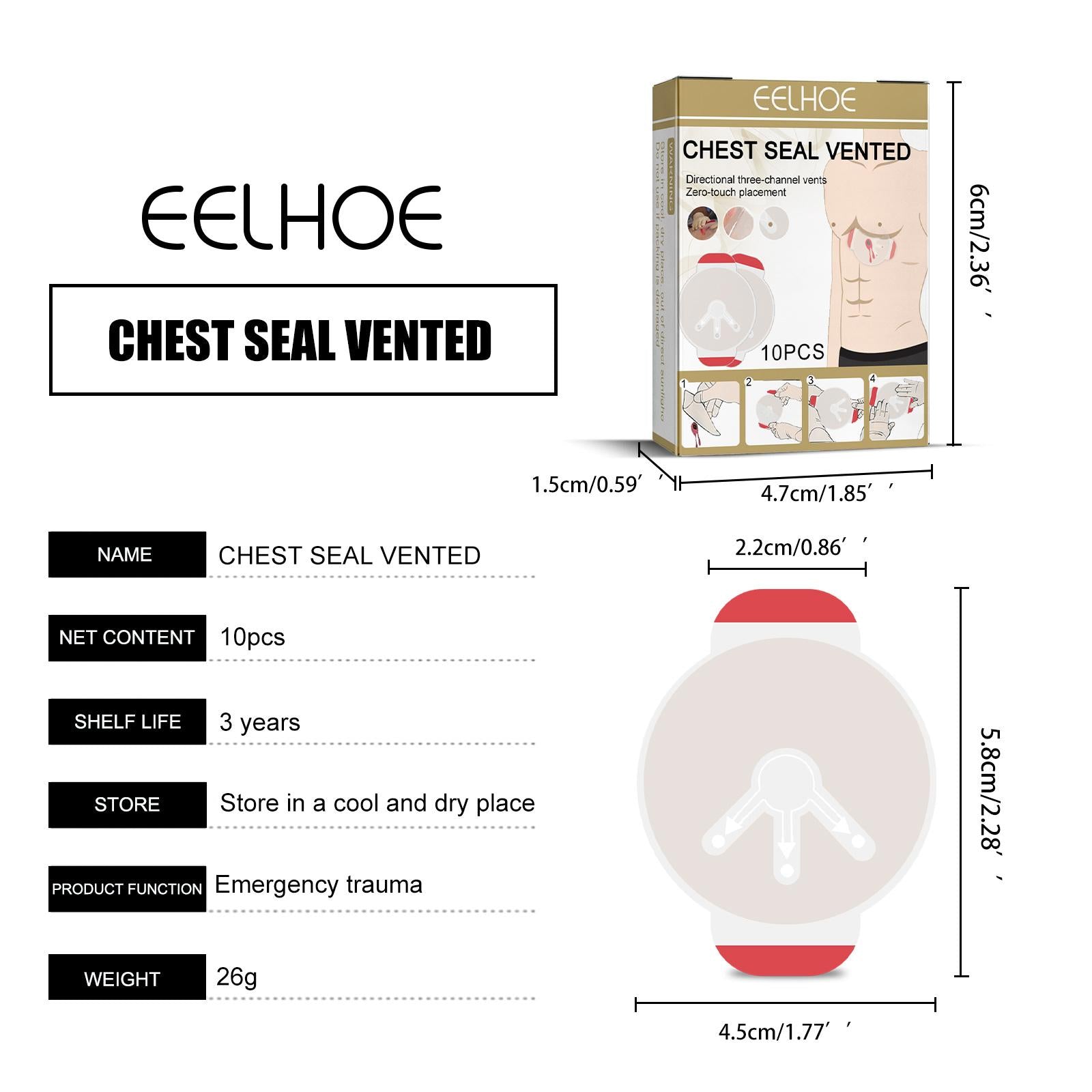 10Pcs Chest Seal Vented Adhesive Wound dressings Reliable Wound Care